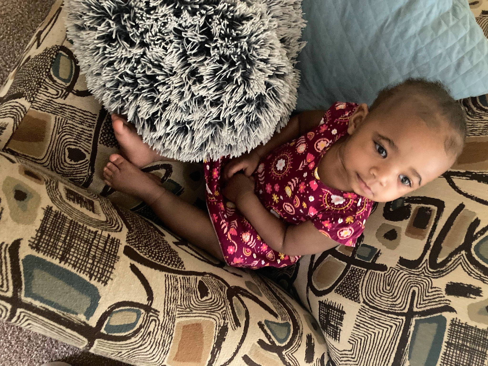 Meilahni Davis joined the competition — help win amazing prizes! beauty, comfort, couch, fashion, hairstyle, happy, headgear, human, linens, mammal, pattern, people, person, product, shoe, sneakers, tableware, textile, thigh, toddler