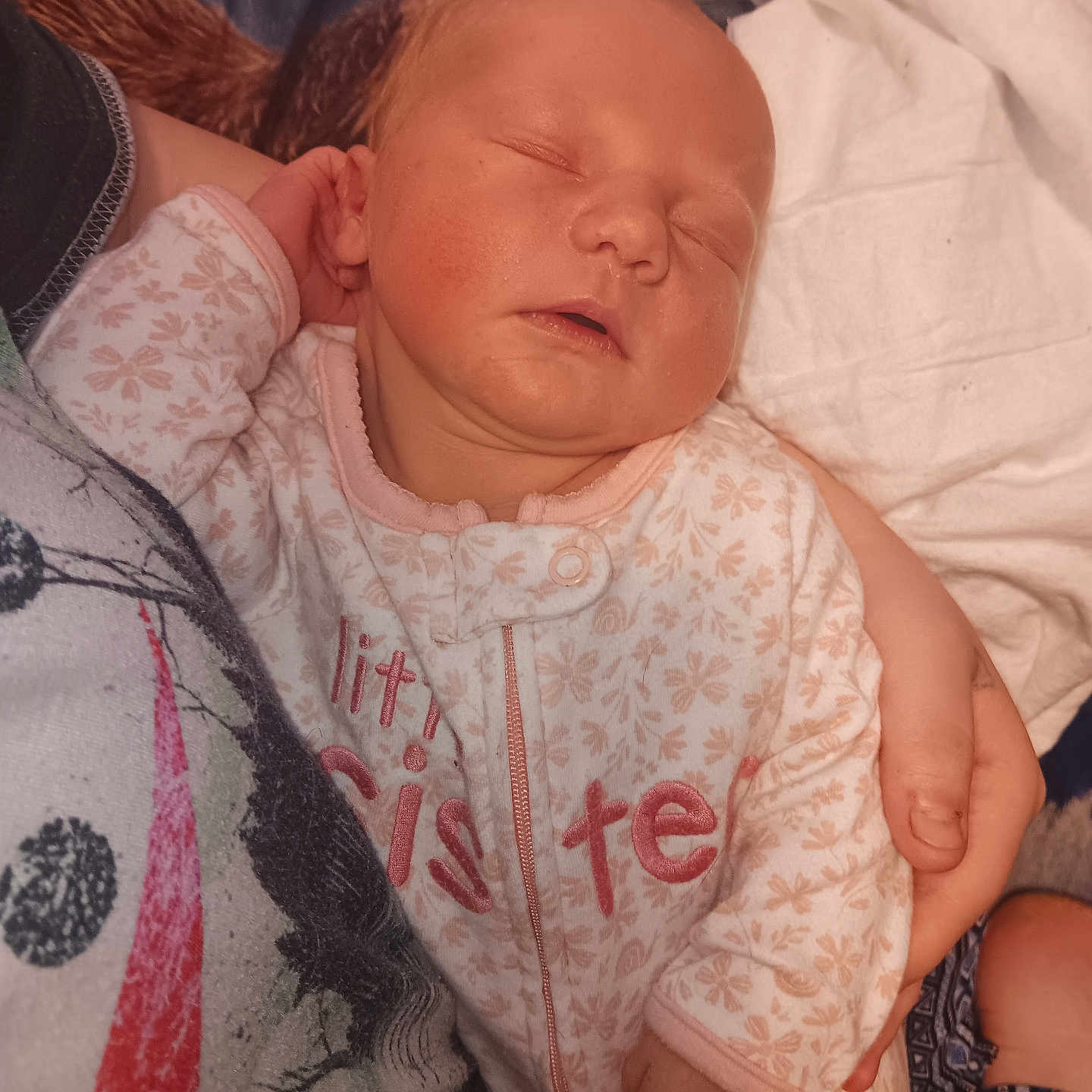 Anastasia is registered to the contest to win money with this photo: baby, bed, bedroom, blanket, bodypart, clothing, face, finger, furniture, hand, head, indoors, newborn, person, photography, portrait, quilt, room, sleeping, t_shirt