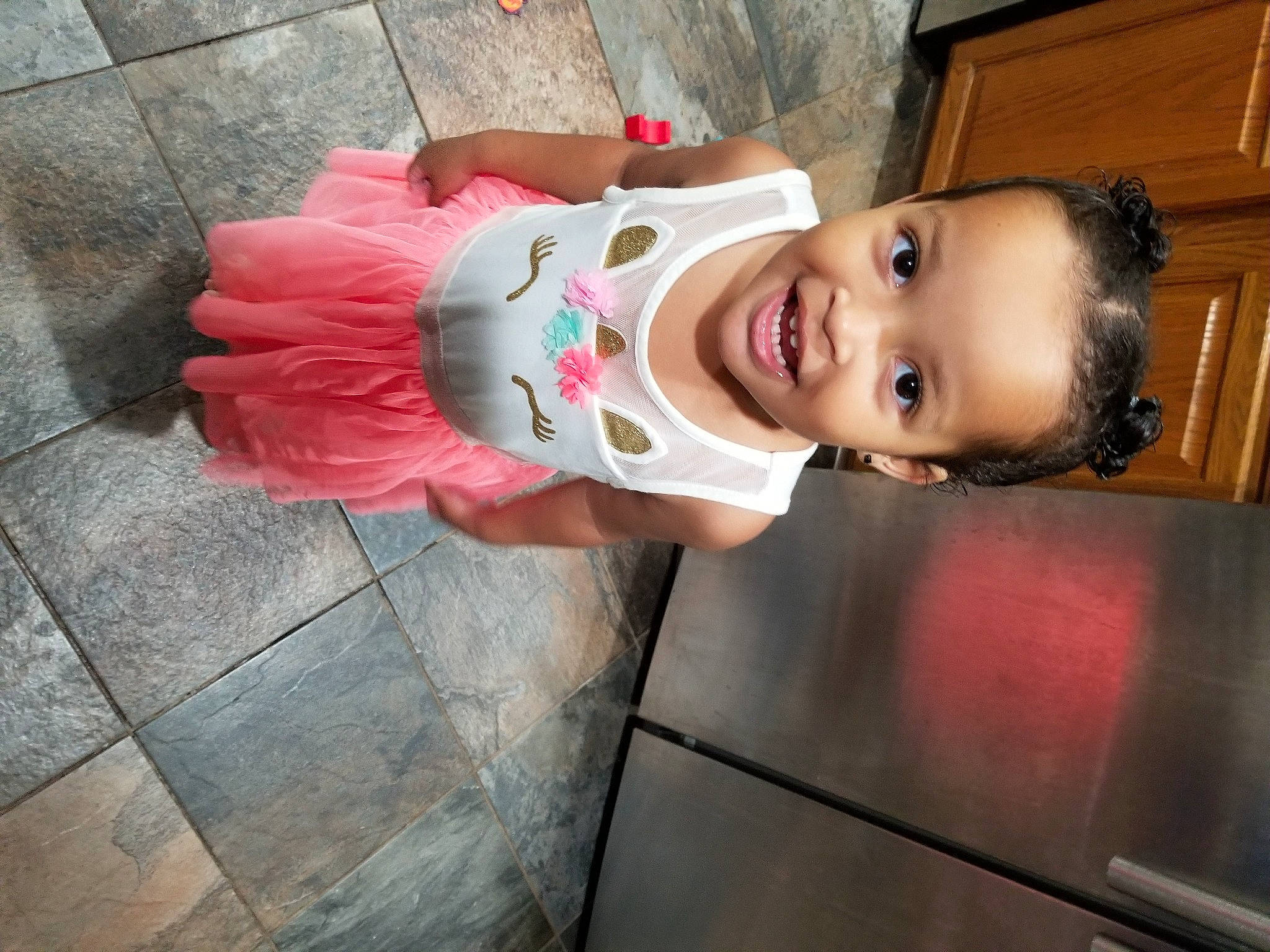 Samyria joined the competition — help win amazing prizes! baby, baby_toddler_clothing, cheek, child, dress, flash_photography, floor, flooring, happy, joy, lip, nose, person, pink, plant, red, skin, smile, toddler, tree