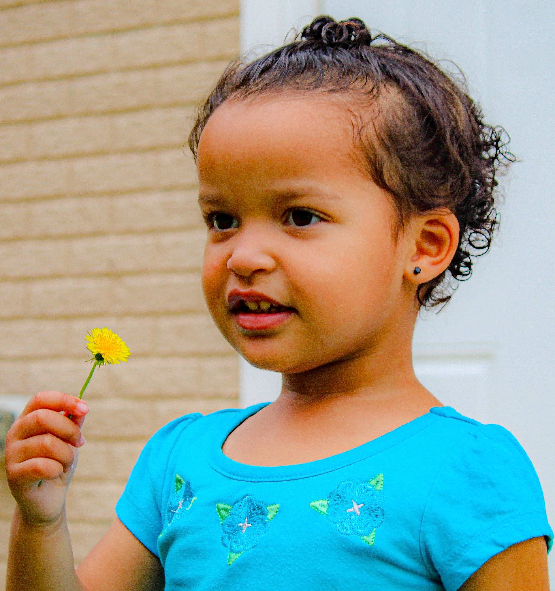 Samyria joined the competition — help win amazing prizes! beauty, child, electric_blue, eyelash, face, facial_expression, flower, fun, gesture, hairstyle, happy, lip, neck, nose, person, play, skin, smile, summer, t_shirt