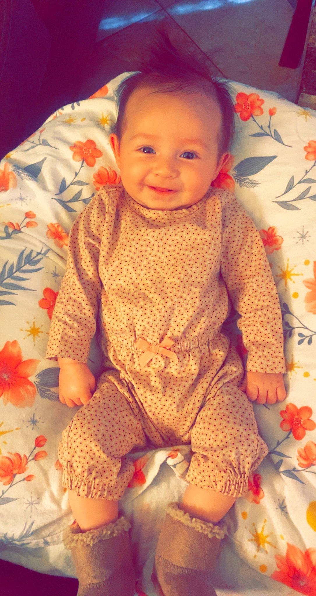 Brilynne is registered to the contest to win money with this photo: arm, baby, baby_toddler_clothing, cheek, child, eye, finger, flooring, happy, head, iris, joy, lip, nose, organ, person, product, skin, sleeve, smile