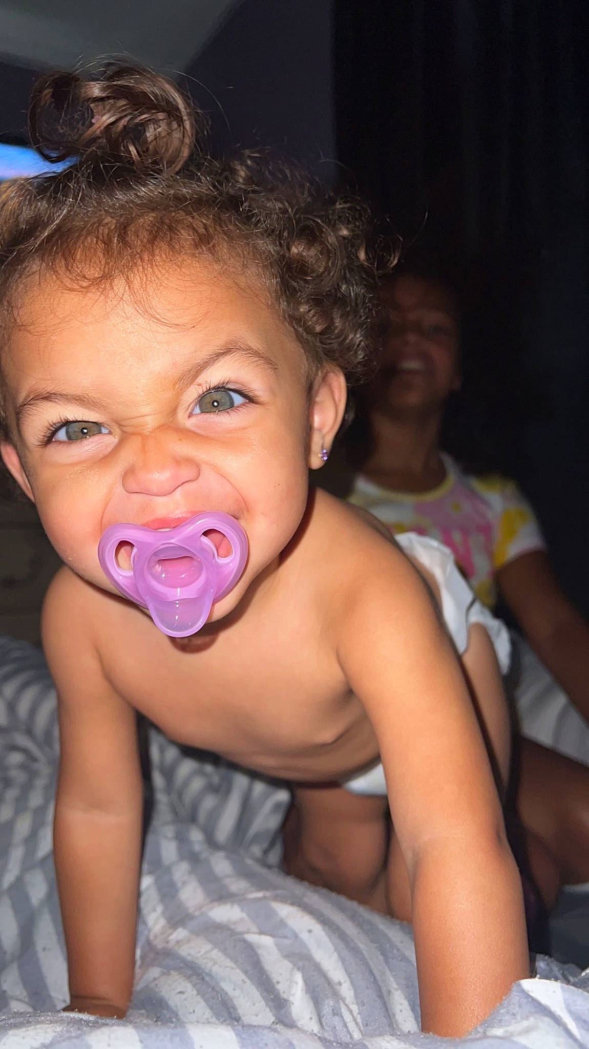 Ariyah is registered to the contest to win money with this photo: baby, baby_toddler_clothing, cheek, chin, ear, eyebrow, eyelash, finger, flash_photography, gesture, hairstyle, happy, iris, lip, mouth, neck, nose, person, pink, skin