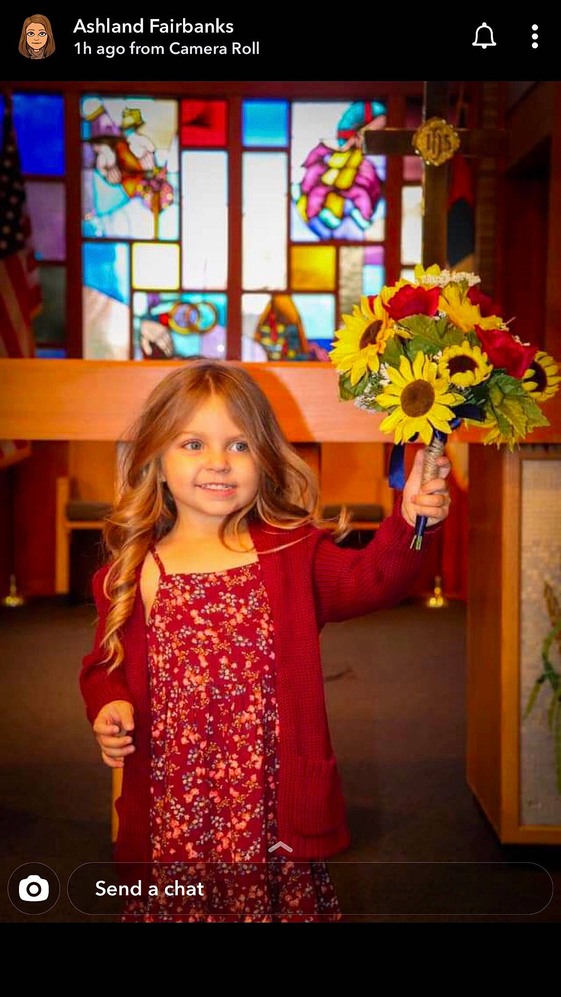 Avalyn joined the competition — help win amazing prizes! child, child_model, event, floral_design, flower, glass, joy, person, photography, stained_glass, tradition, window