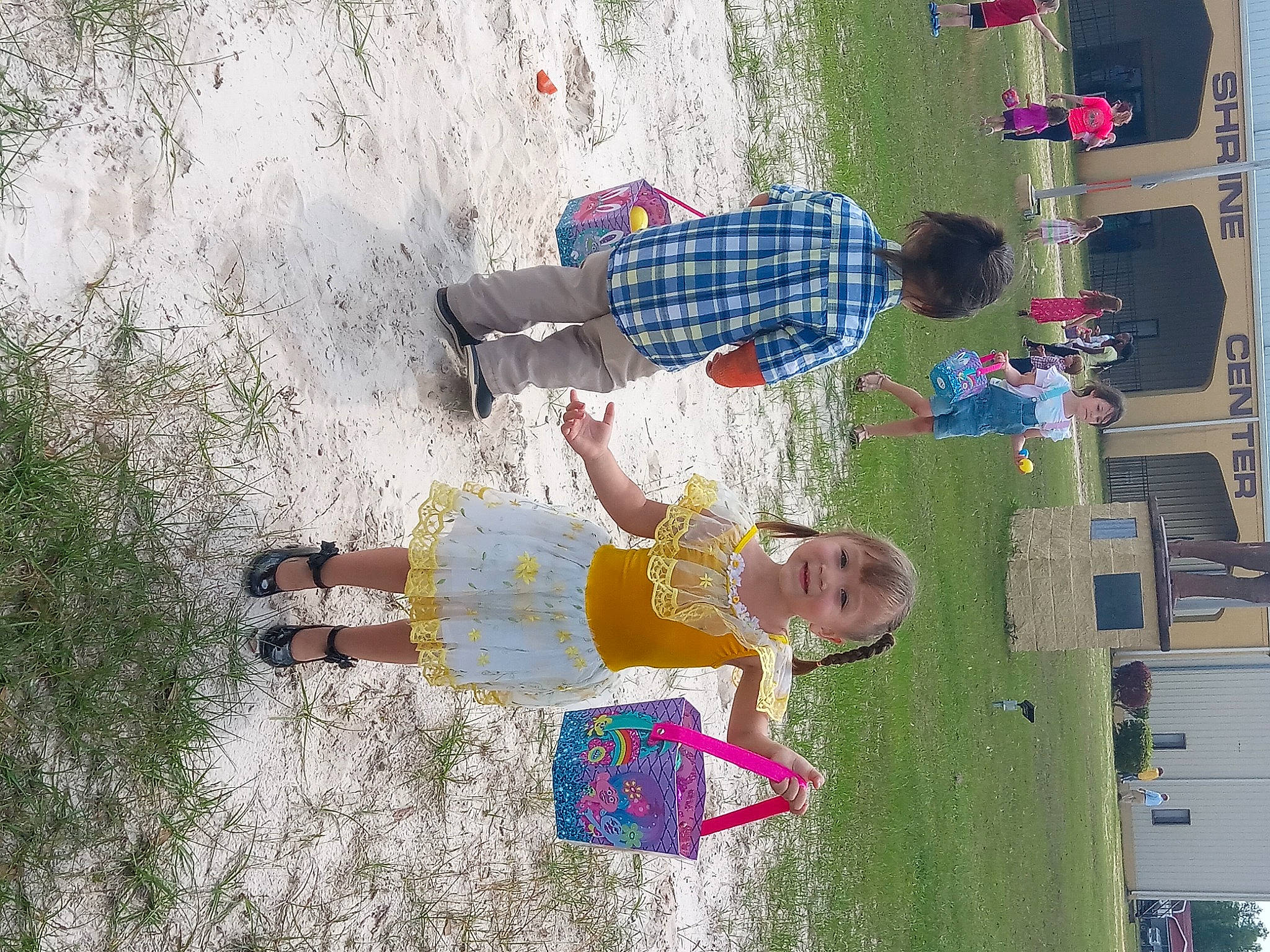 Estella is registered to the contest to win money with this photo: child, fun, grass, joy, landscape, leisure, paint, person, plant, play, recreation, toddler, tree, visual_arts, walking_shoe, white, world