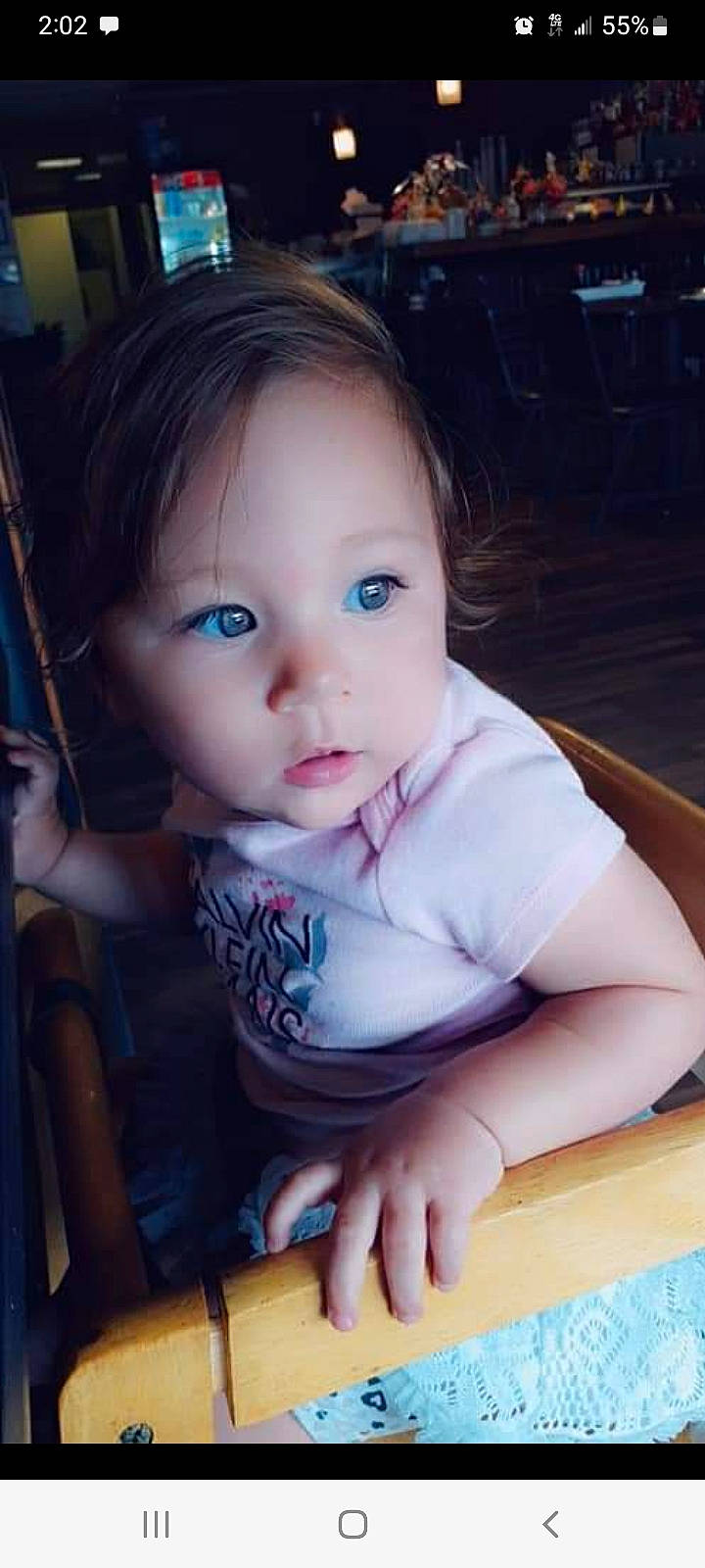 Estella is registered to the contest to win money with this photo: baby_toddler_clothing, cheek, chin, eye, eyebrow, eyelash, facial_expression, finger, fun, happy, human, iris, lip, mammal, nose, person, skin, sleeve, standing, toddler