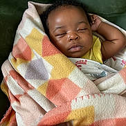 Niari is registered to the contest to win money with this photo: baby, sleeping, blanket, colorful, pattern, couch, child, infant, peaceful, wrapped, cozy, soft, resting, indoors, relaxing, portrait, cute, warm, young, comfort