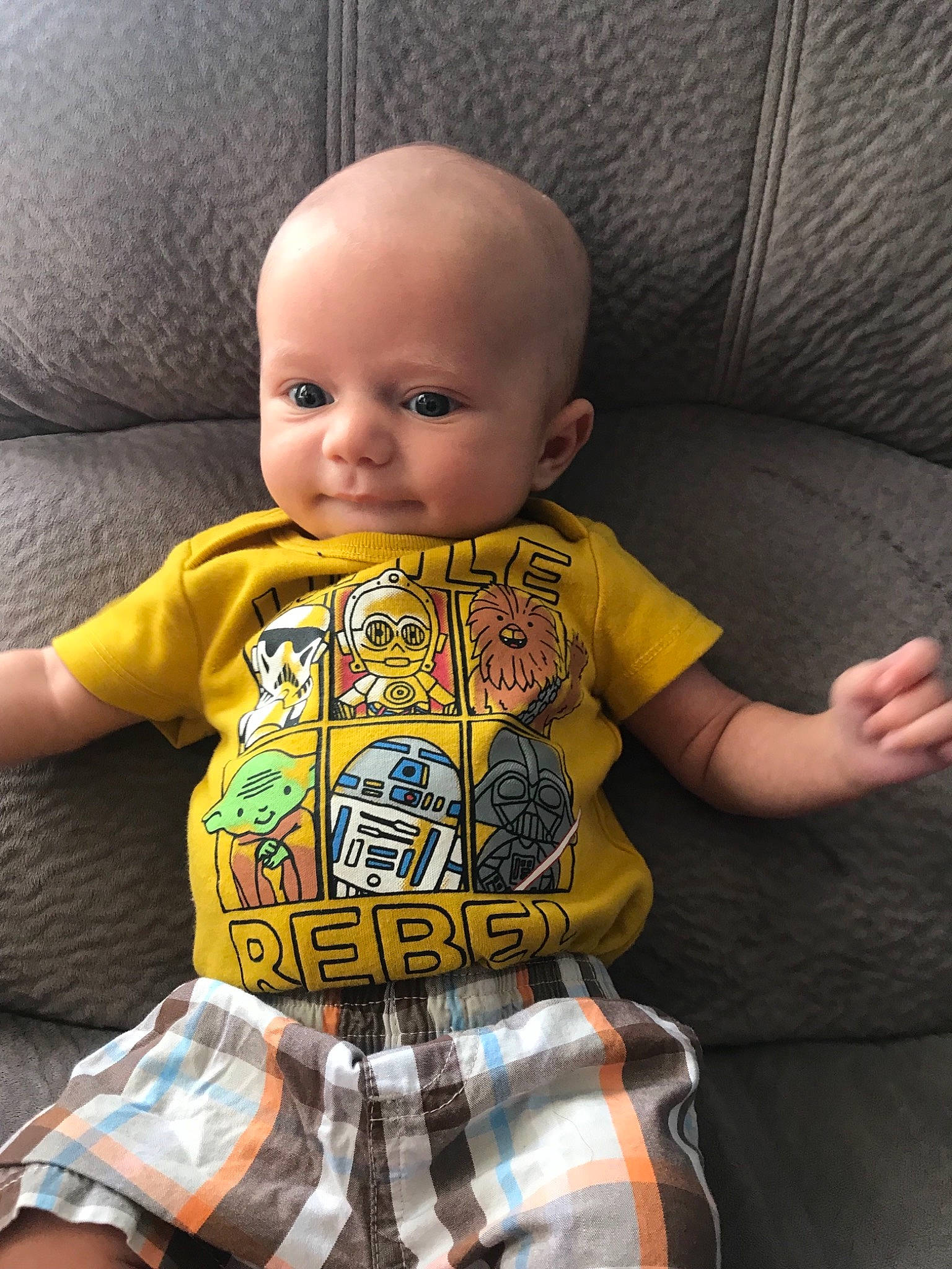 Clark is registered to the contest to win money with this photo: baby, baby_toddler_clothing, child, person, sitting, sleeve, t_shirt, toddler, toy