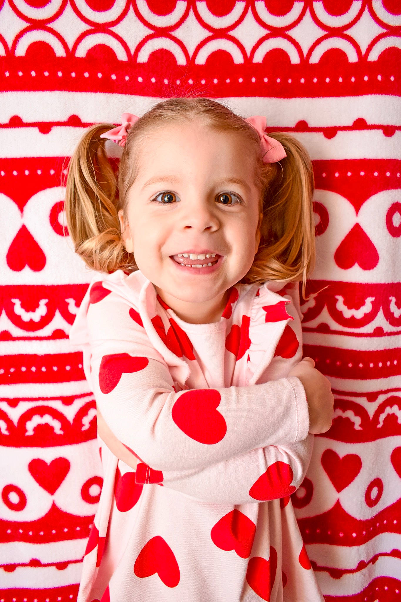 Emily joined the competition — help win amazing prizes! baby_toddler_clothing, carmine, child, child_model, event, facial_expression, font, fun, happy, joy, laugh, pattern, peach, person, pink, portrait_photography, red, sleeve, smile, toddler