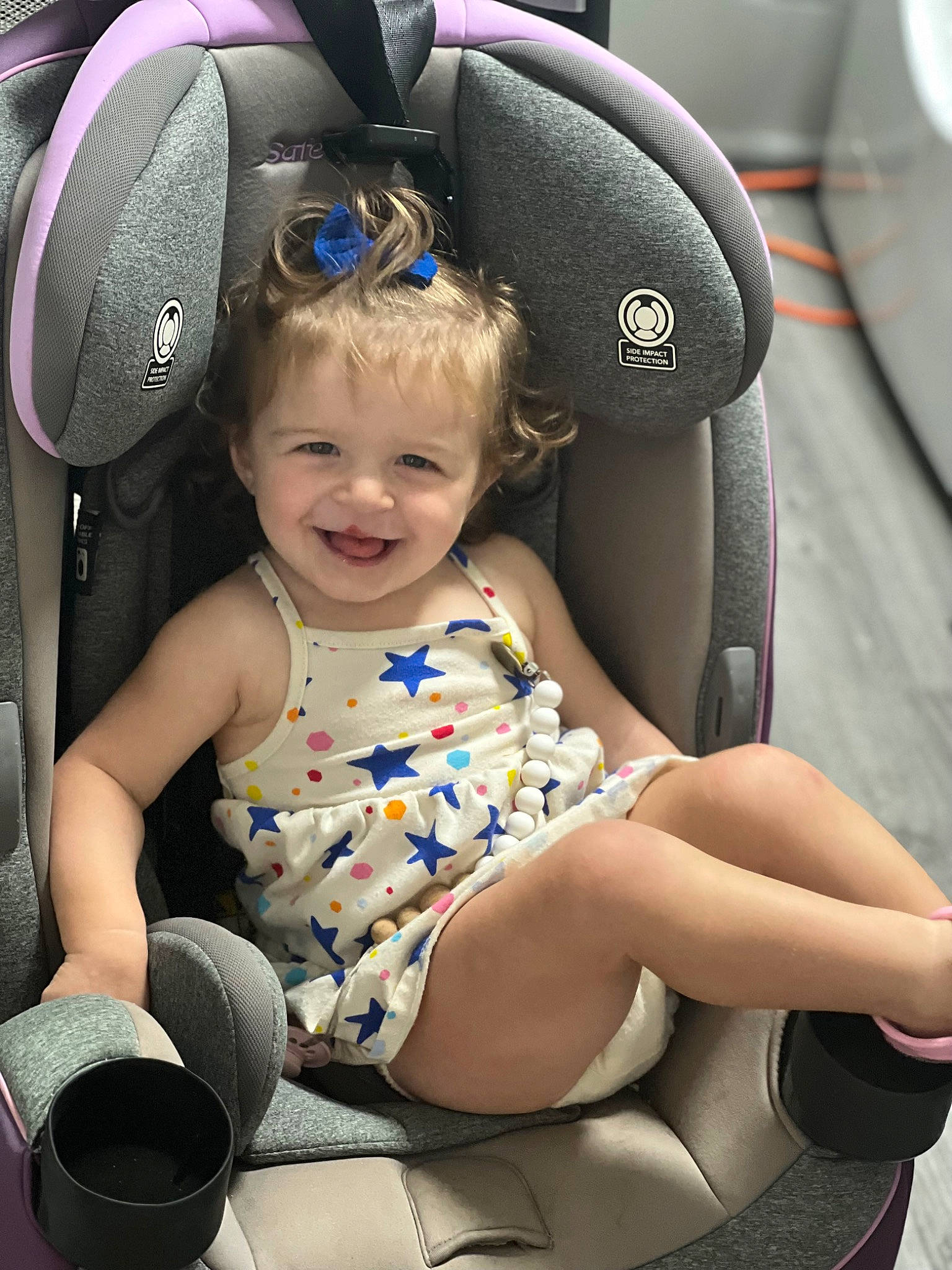 Halston joined the competition — help win amazing prizes! auto_part, automotive_design, baby_toddler_clothing, car_seat, car_seat_cover, child, comfort, electric_blue, family_car, flash_photography, fun, happy, head_restraint, joy, motor_vehicle, person, personal_luxury_car, sitting, smile, thigh