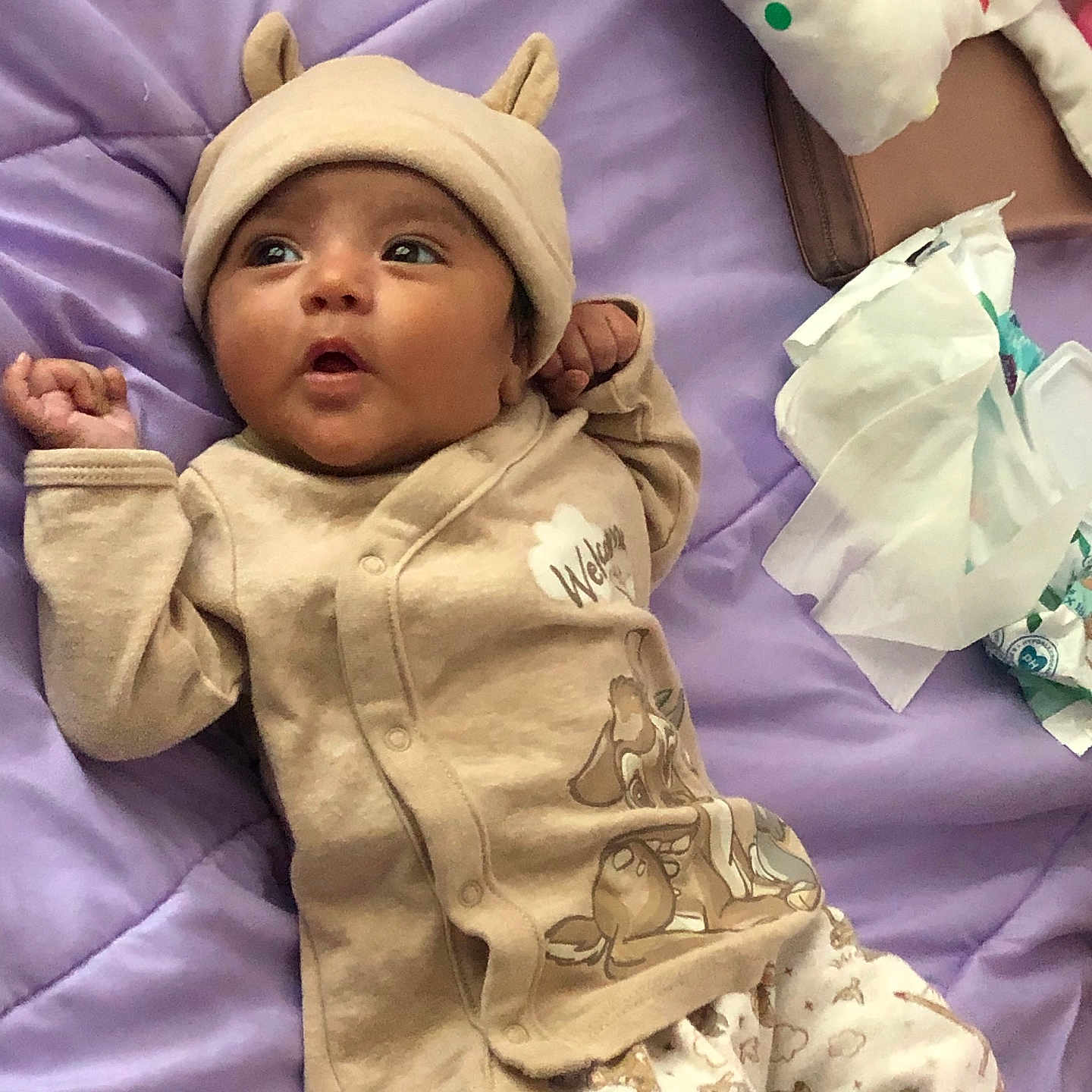 Naomi joined the competition — help win amazing prizes! baby, bed, blanket, bonnet, cap, clothing, couch, cushion, face, furniture, glove, hat, head, homedecor, newborn, person, photography, portrait, quilt, sleeping