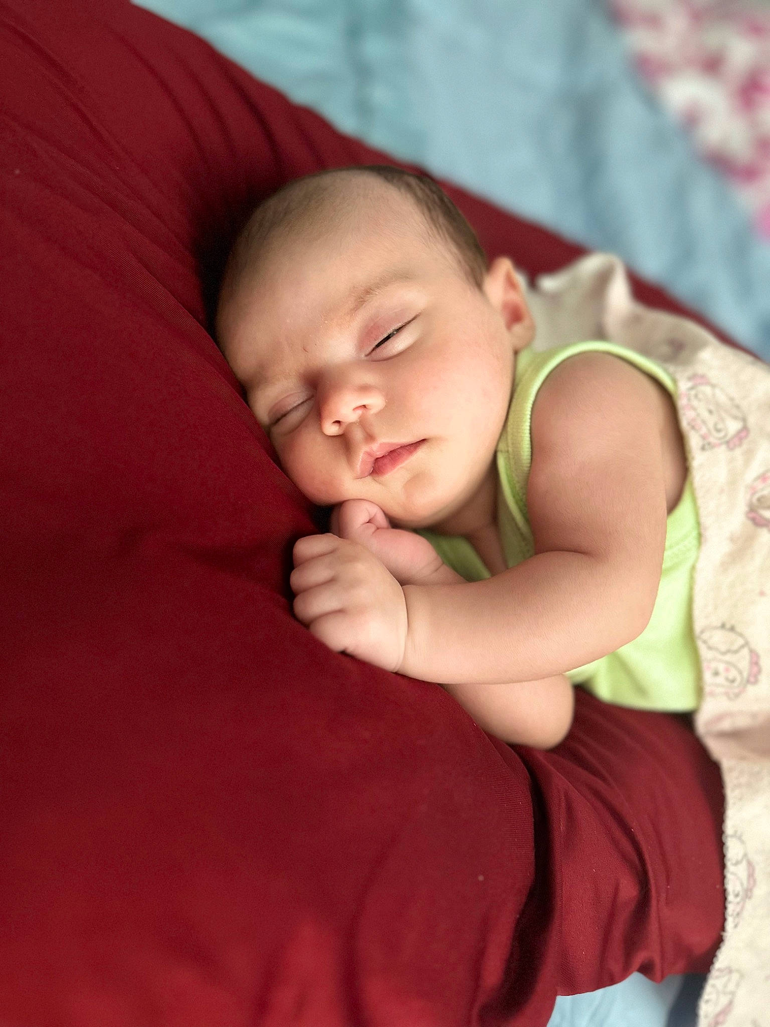 Allani joined the competition — help win amazing prizes! baby, baby_toddler_clothing, bedtime, cheek, child, comfort, finger, fun, happy, linens, magenta, pattern, person, portrait_photography, room, sitting, skin, sleeve, textile, toddler