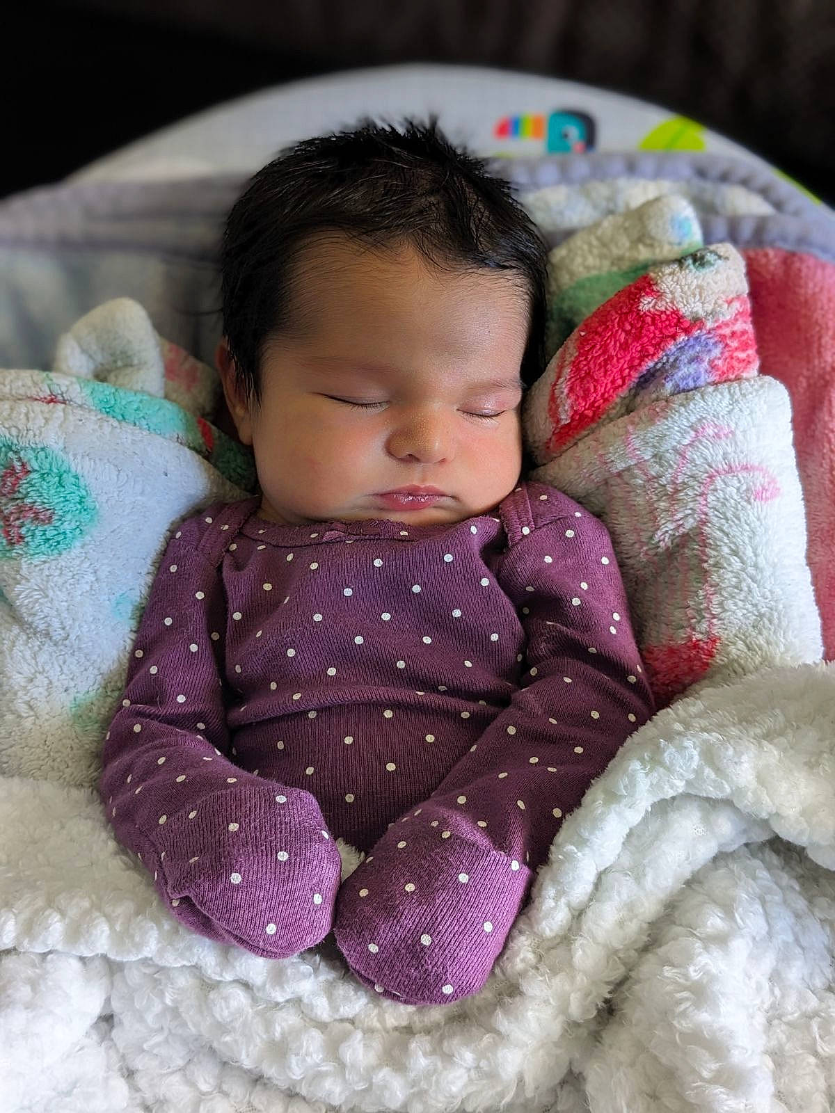 Diana joined the competition — help win amazing prizes! baby, baby_toddler_clothing, cheek, child, comfort, eye, face, head, headgear, iris, linens, magenta, outerwear, pattern, person, pink, room, sitting, skin, sleeve