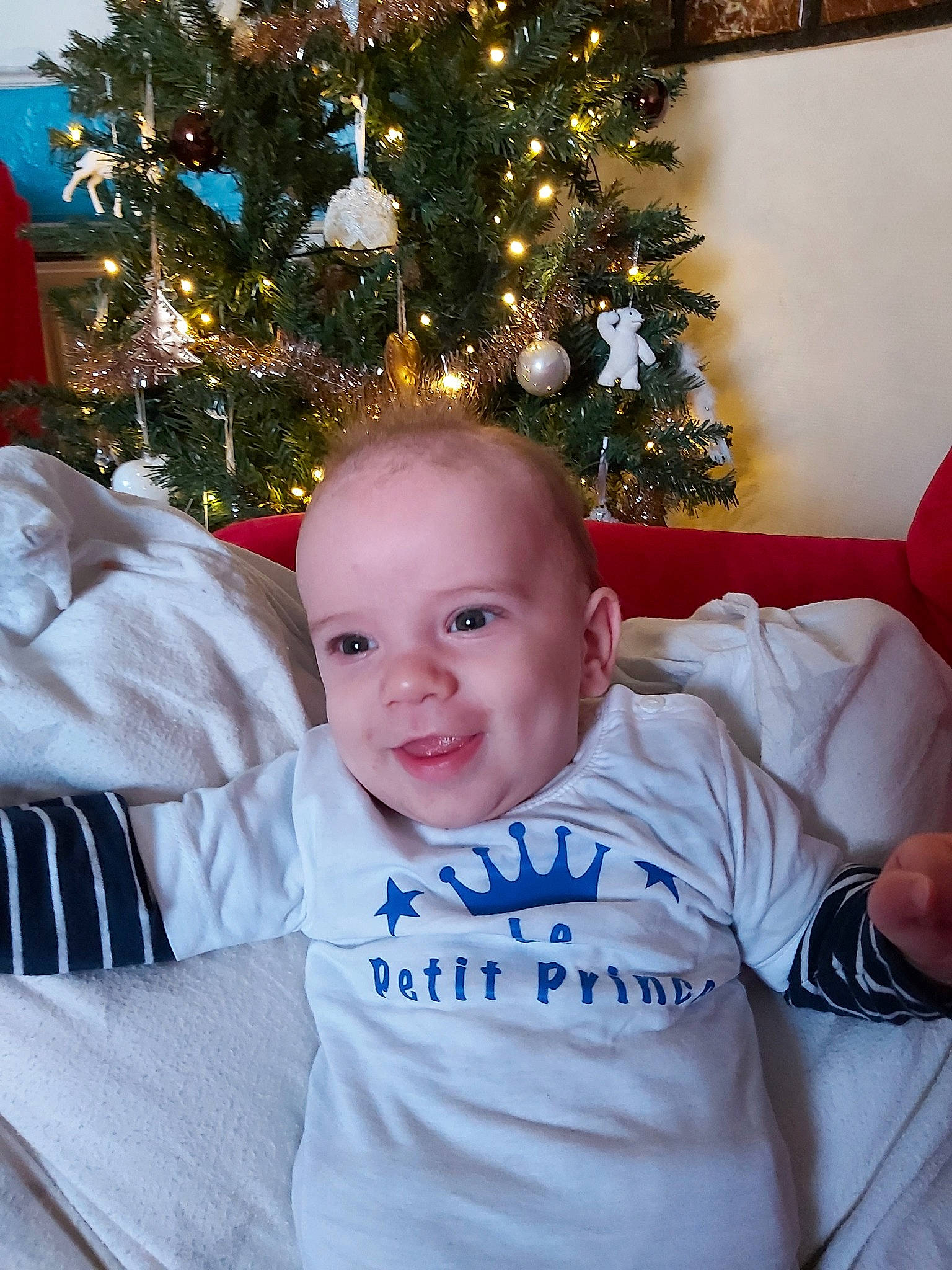 Giuseppe a rejoint le concours — aidez-le/la à gagner de superbes lots ! baby, child, christmas, christmas_decoration, christmas_eve, christmas_ornament, christmas_tree, holiday, interior_design, person, pine_family, smile, toddler, tree