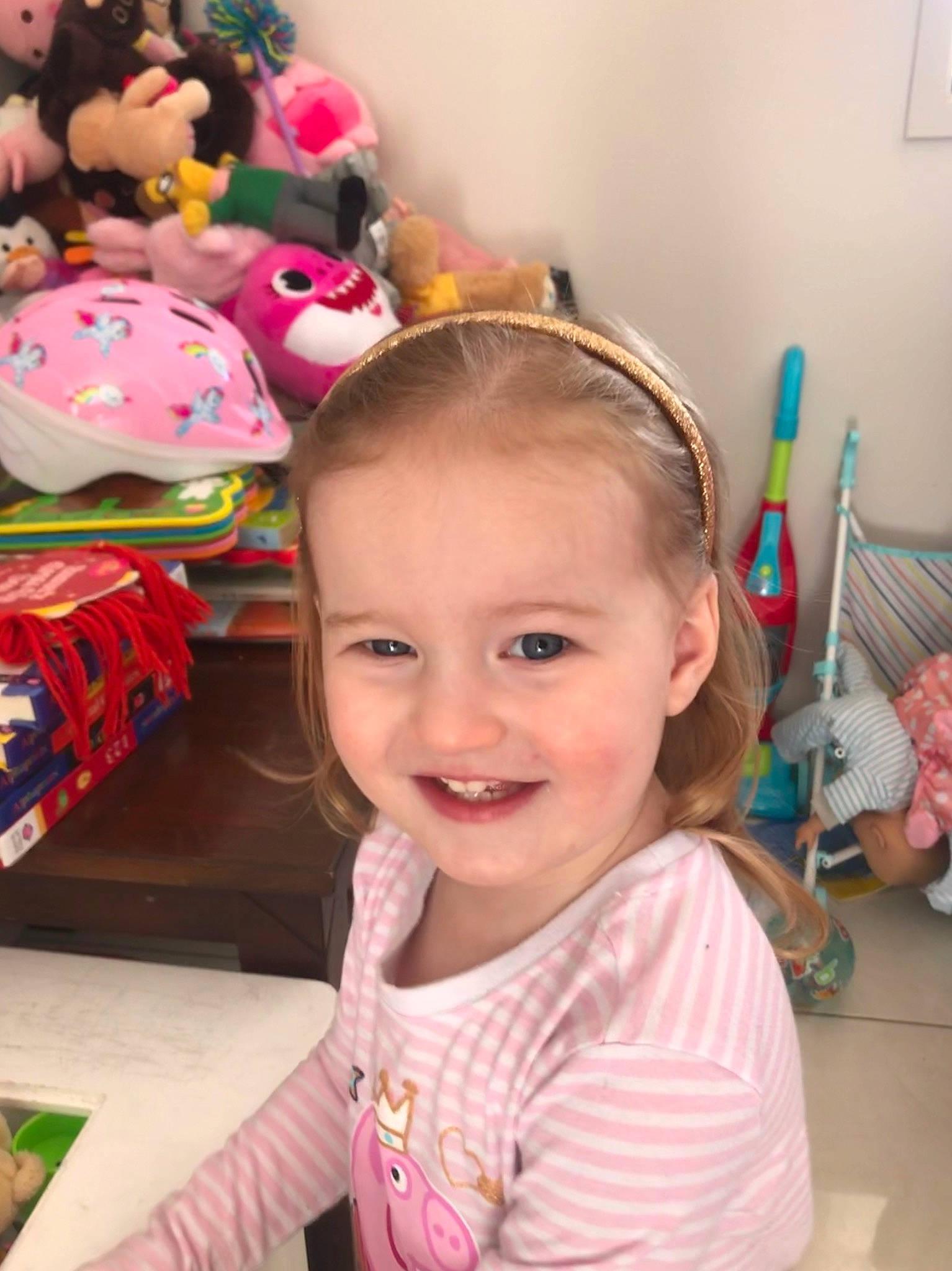 Johanna joined the competition — help win amazing prizes! baby, beauty, cheek, child, ear, eye, face, fun, hair_accessory, happy, head, headgear, joy, lip, neck, person, pink, play, room, skin