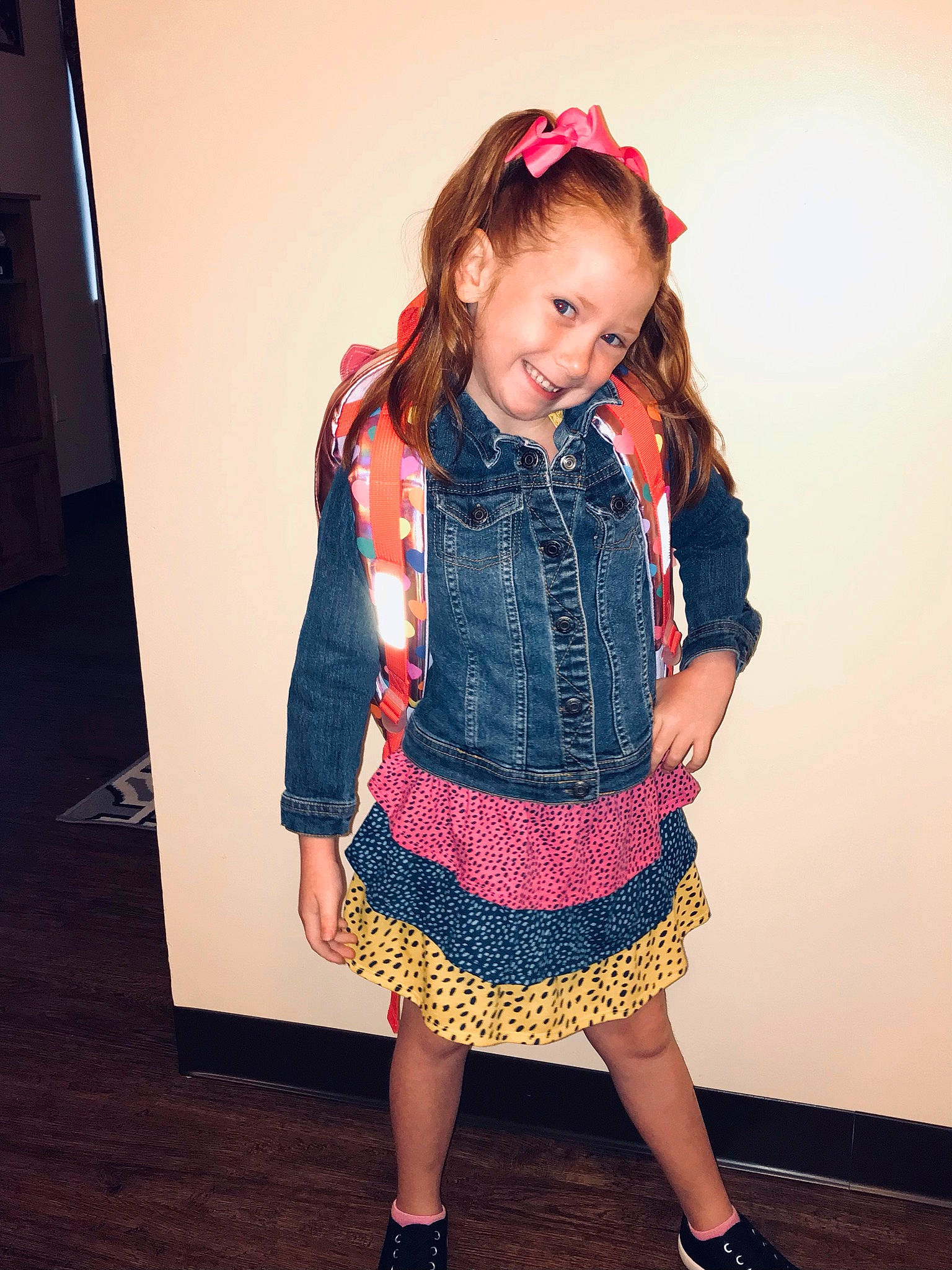 Kota is registered to the contest to win money with this photo: baby_toddler_clothing, clothing, day_dress, fashion_design, hair, happy, joy, leg, magenta, neck, one_piece_garment, outerwear, person, purple, shoulder, skin, sleeve, smile, thigh, toddler