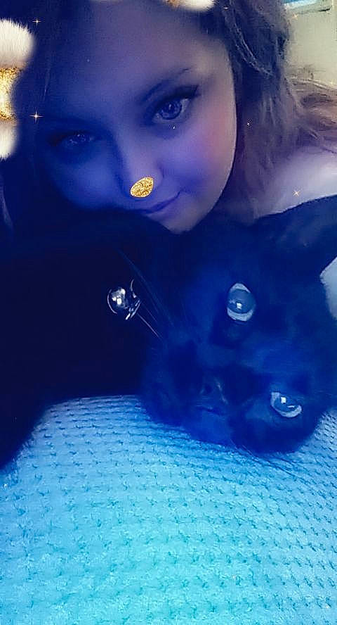 Harley joined the competition — help win amazing prizes! beauty, black_cat, black_hair, blue, cat, ear, electric_blue, eye, face, lip, nose, photography, selfie, sky, snout, whiskers