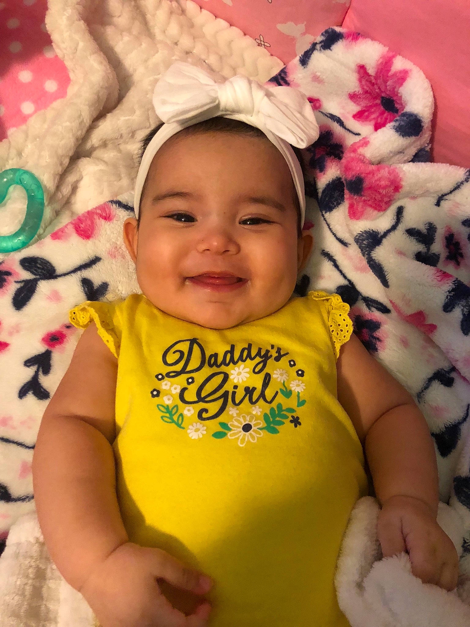 Leilah joined the competition — help win amazing prizes! baby, baby_toddler_clothing, cheek, child, hair_accessory, happy, head, headgear, person, pink, skin, smile, toddler, yellow