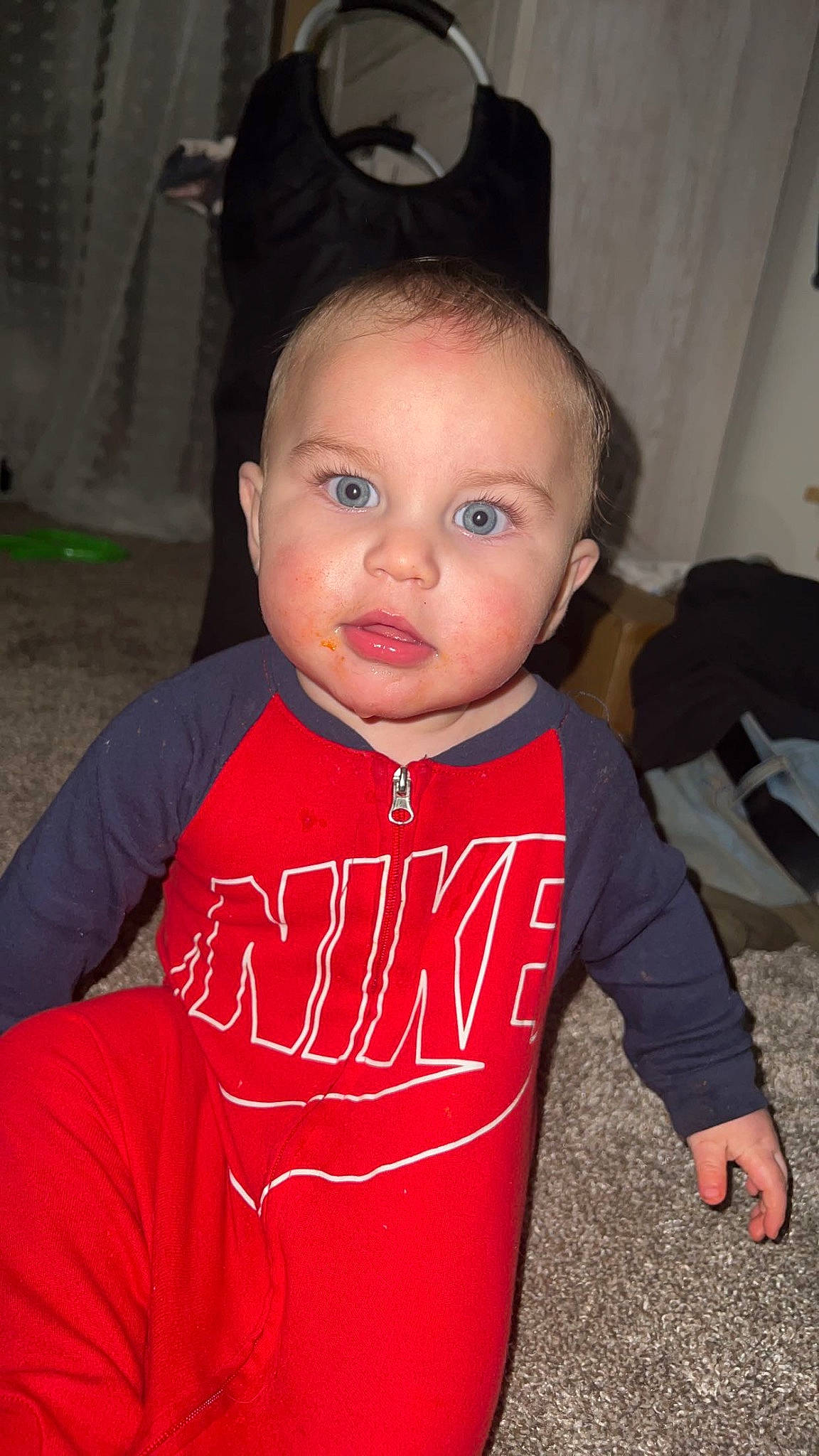 Brantley joined the competition — help win amazing prizes! active_shirt, baby, baby_toddler_clothing, chair, cheek, child, eye, eyebrow, eyelash, fashion_accessory, flash_photography, forehead, fun, happy, jersey, lip, person, sitting, sleeve, t_shirt