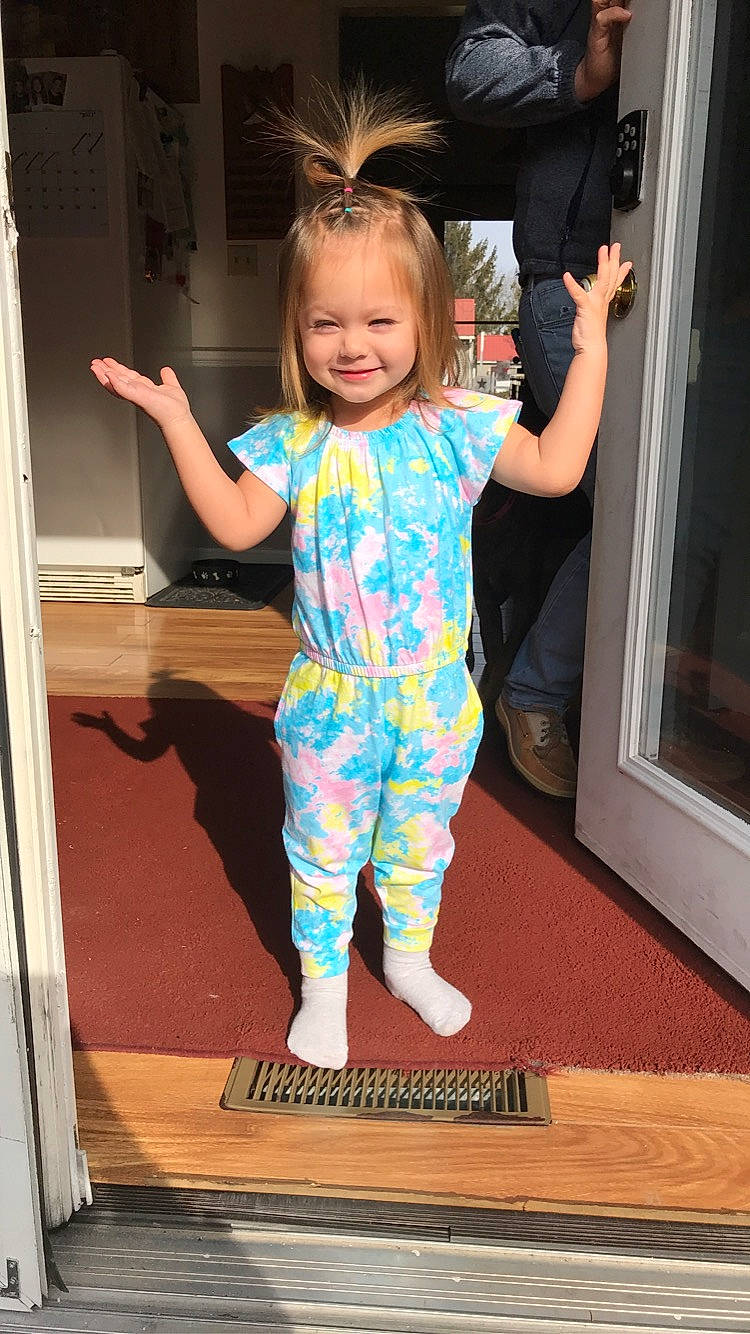 Lilyann joined the competition — help win amazing prizes! active_pants, baby_toddler_clothing, balance, barefoot, child, child_model, door, finger, floor, flooring, foot, gesture, joy, nightwear, pajamas, person, standing, thumb, toddler, wood_flooring