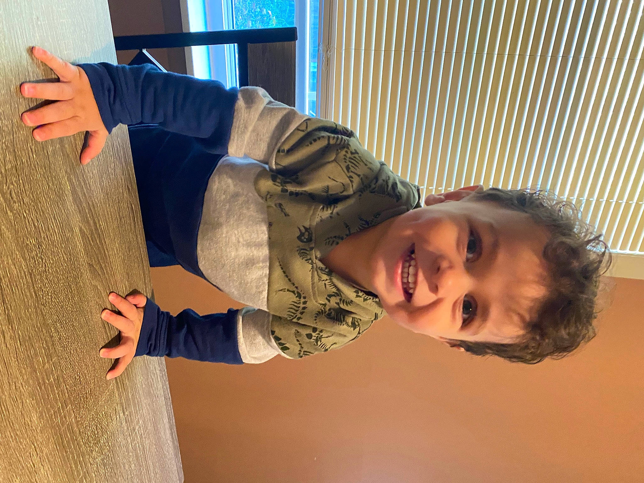 Aj is registered to the contest to win money with this photo: arm, child, elbow, finger, fun, gesture, happy, human_body, human_leg, joint, joy, leisure, people, people_in_nature, person, room, sitting, smile, wall, window_blind