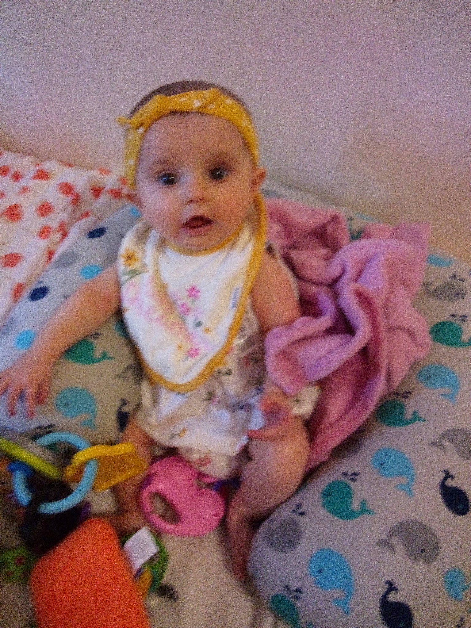 Winter joined the competition — help win amazing prizes! baby, baby_products, baby_safety, baby_toddler_clothing, baby_toys, cheek, child, comfort, facial_expression, fun, happy, iris, pattern, peach, person, pink, play, room, sitting, skin