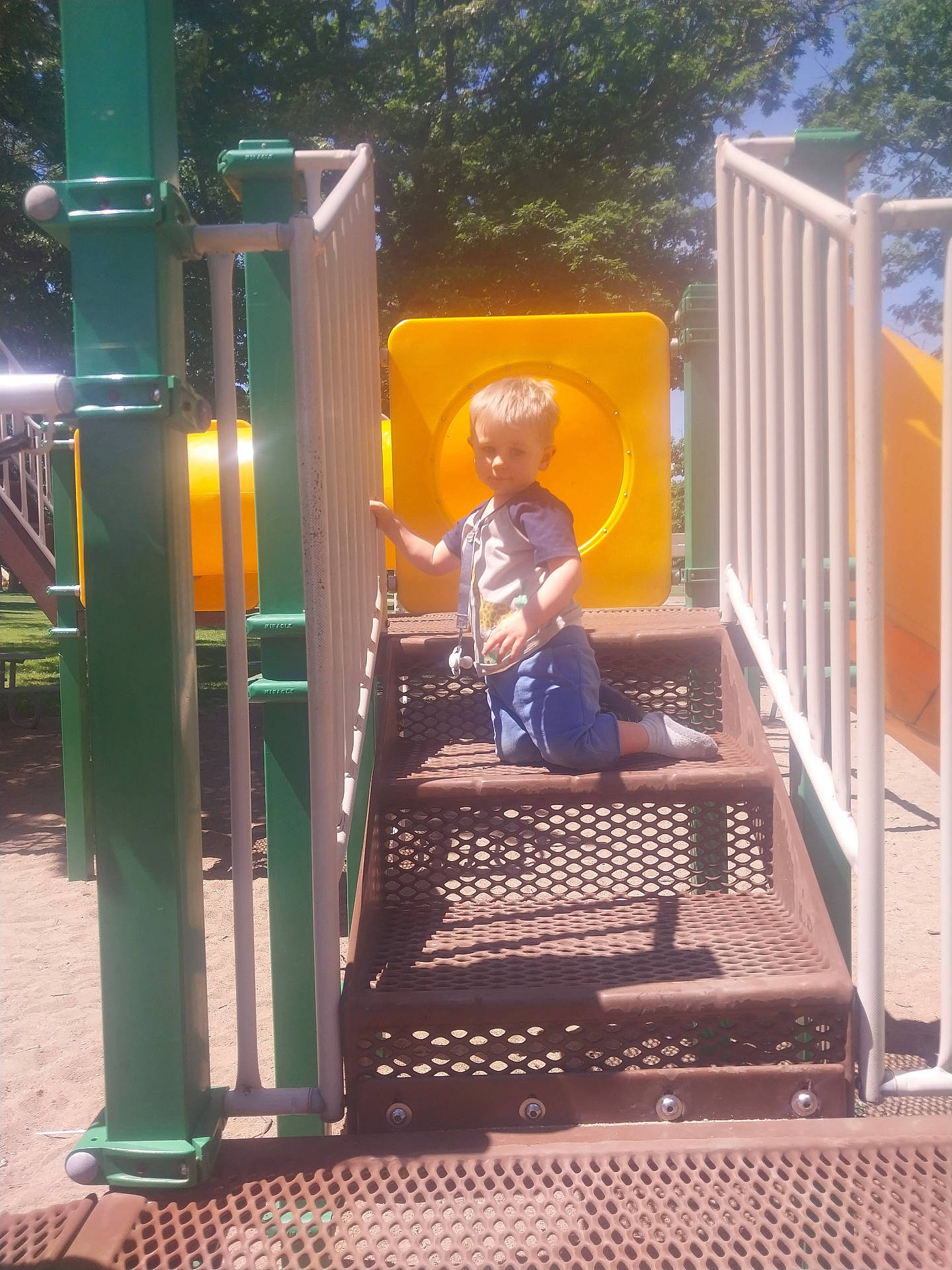 Steven is registered to the contest to win money with this photo: boy, child, clothing, face, footwear, grass, head, male, nature, outdoorplayarea, outdoors, park, person, photography, plant, playarea, portrait, shoe, slide, toy