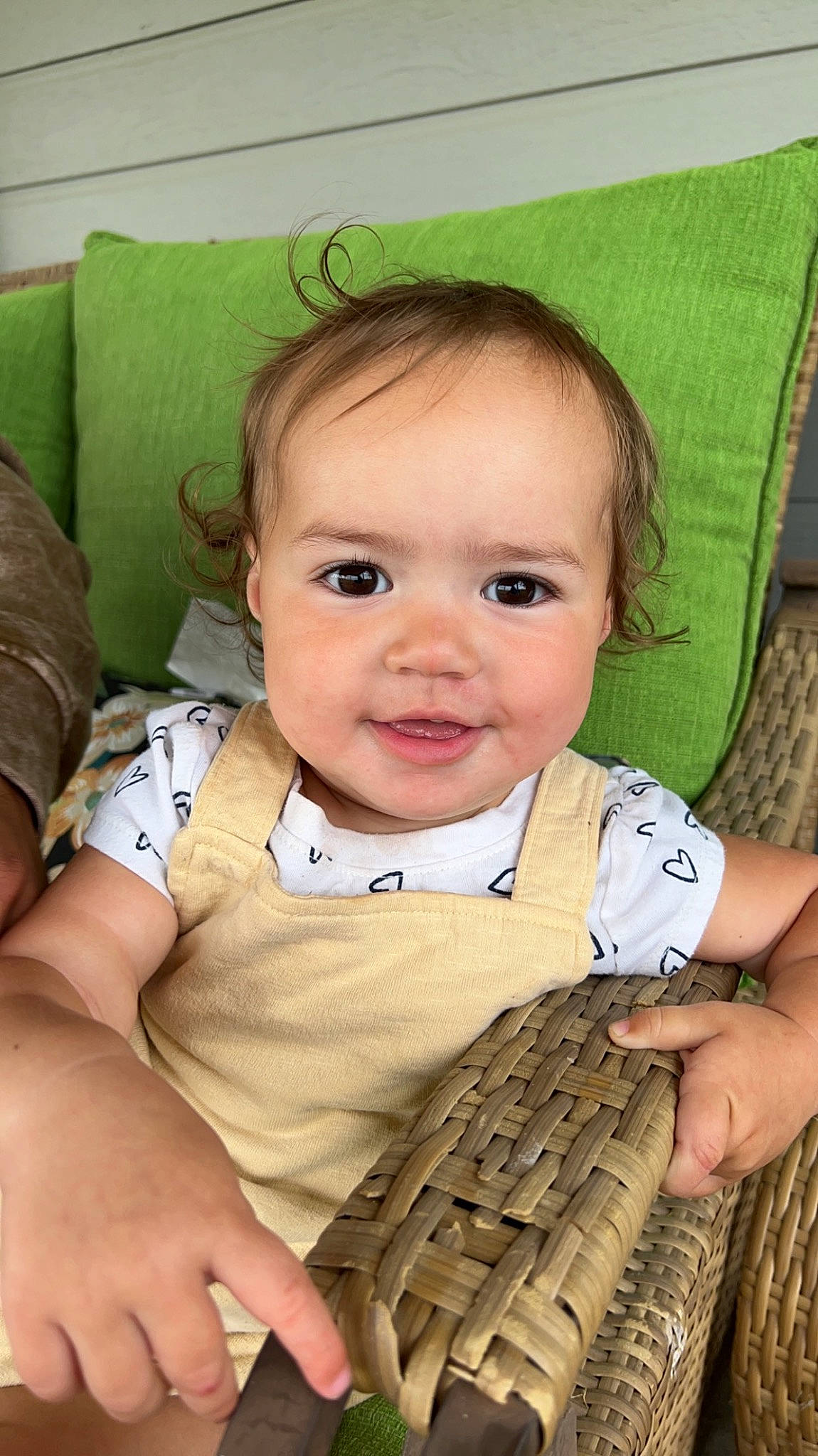 Venus is registered to the contest to win money with this photo: arm, baby, baby_toddler_clothing, baseball_glove, beauty, cheek, child, eye, finger, glove, hairstyle, happy, joy, mammal, person, product, sitting, skin, smile, sports_gear