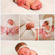 Evianna joined the competition — help win amazing prizes! newborn, baby, sleeping, headband, flower, blanket, white_background, pink_blanket, hand, pillow, soft_texture, wrapped, cute, infant, child, portrait, cozy, peaceful, studio, closeup