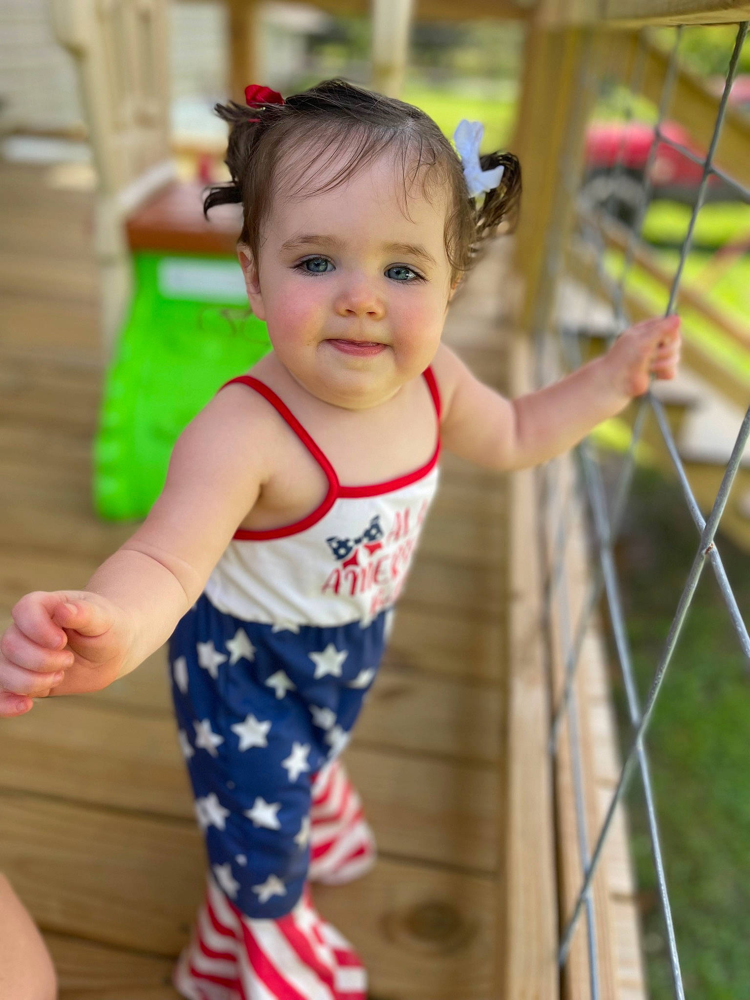 Kyndall joined the competition — help win amazing prizes! abdomen, baby, baby_toddler_clothing, child, eye, face, foot, fun, happy, human_leg, joy, leisure, pattern, person, playground, sleeve, smile, thigh, thumb, toddler