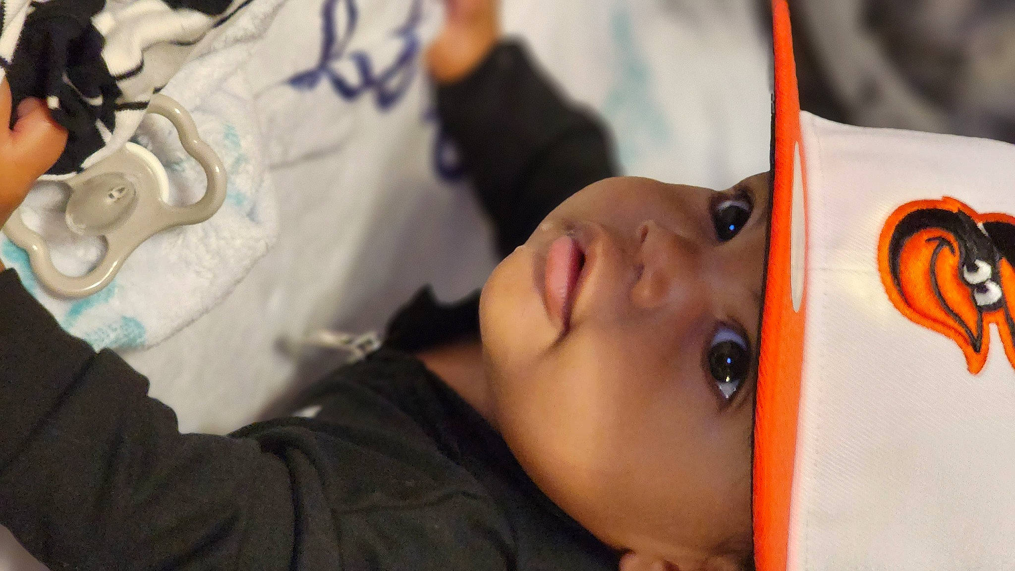 Michari is registered to the contest to win money with this photo: audio_equipment, baby, baby_products, cheek, child, eyebrow, eyelash, eyewear, fun, happy, headgear, headwear, leisure, lip, nose, person, personal_protective_equipment, room, toddler, tree