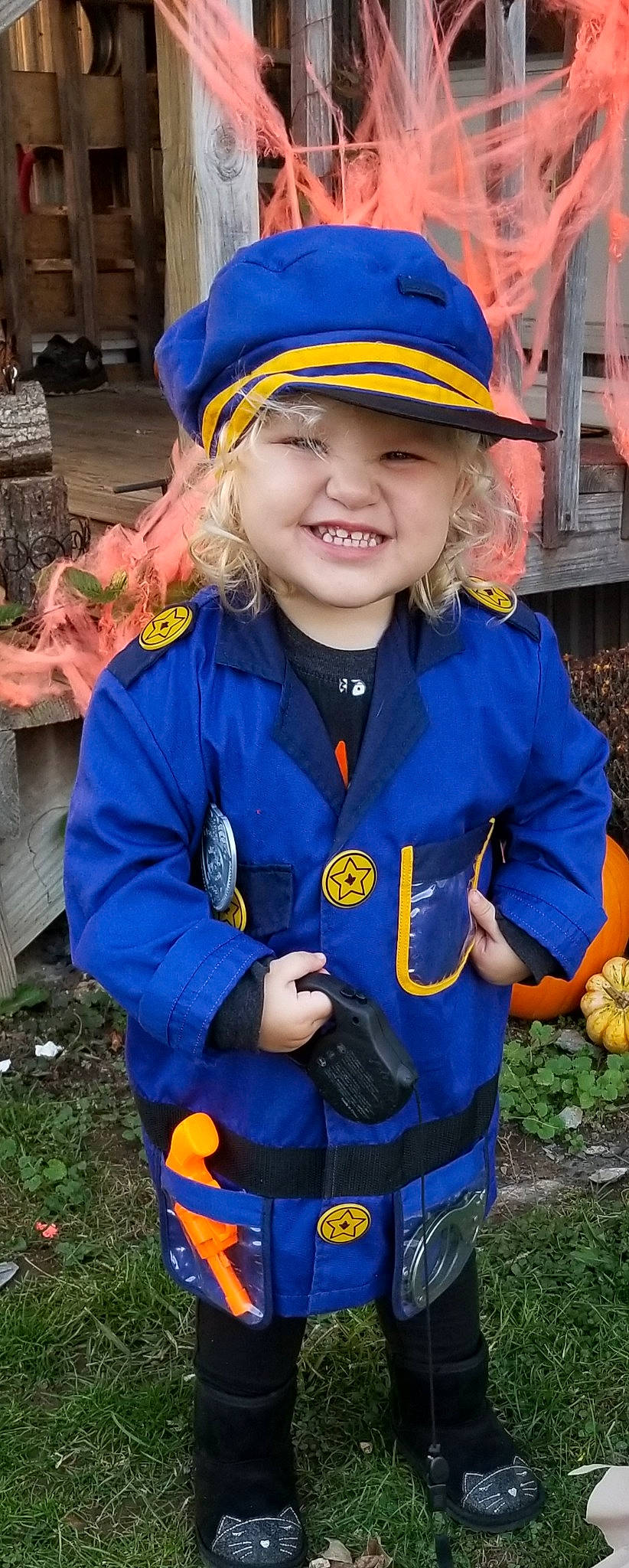 Brynnlee joined the competition — help win amazing prizes! blue, child, costume, electric_blue, fun, headgear, headwear, joy, outerwear, person, product, recreation, smile, toddler, yellow