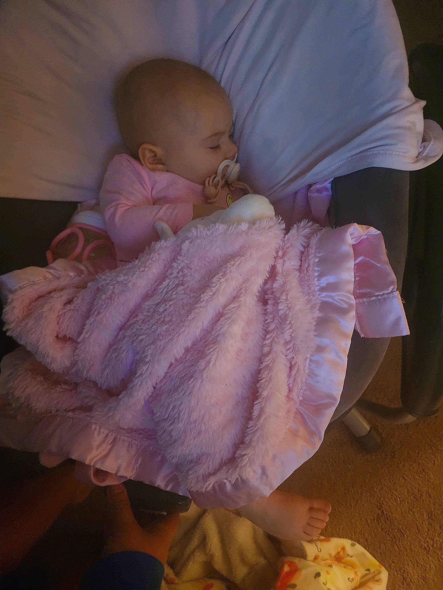 Amelianna joined the competition — help win amazing prizes! baby, baby_products, baby_sleeping, baby_toddler_clothing, cheek, child, comfort, human_body, lap, linens, person, pink, purple, room, sitting, skin, sleeve, textile, thumb, toddler