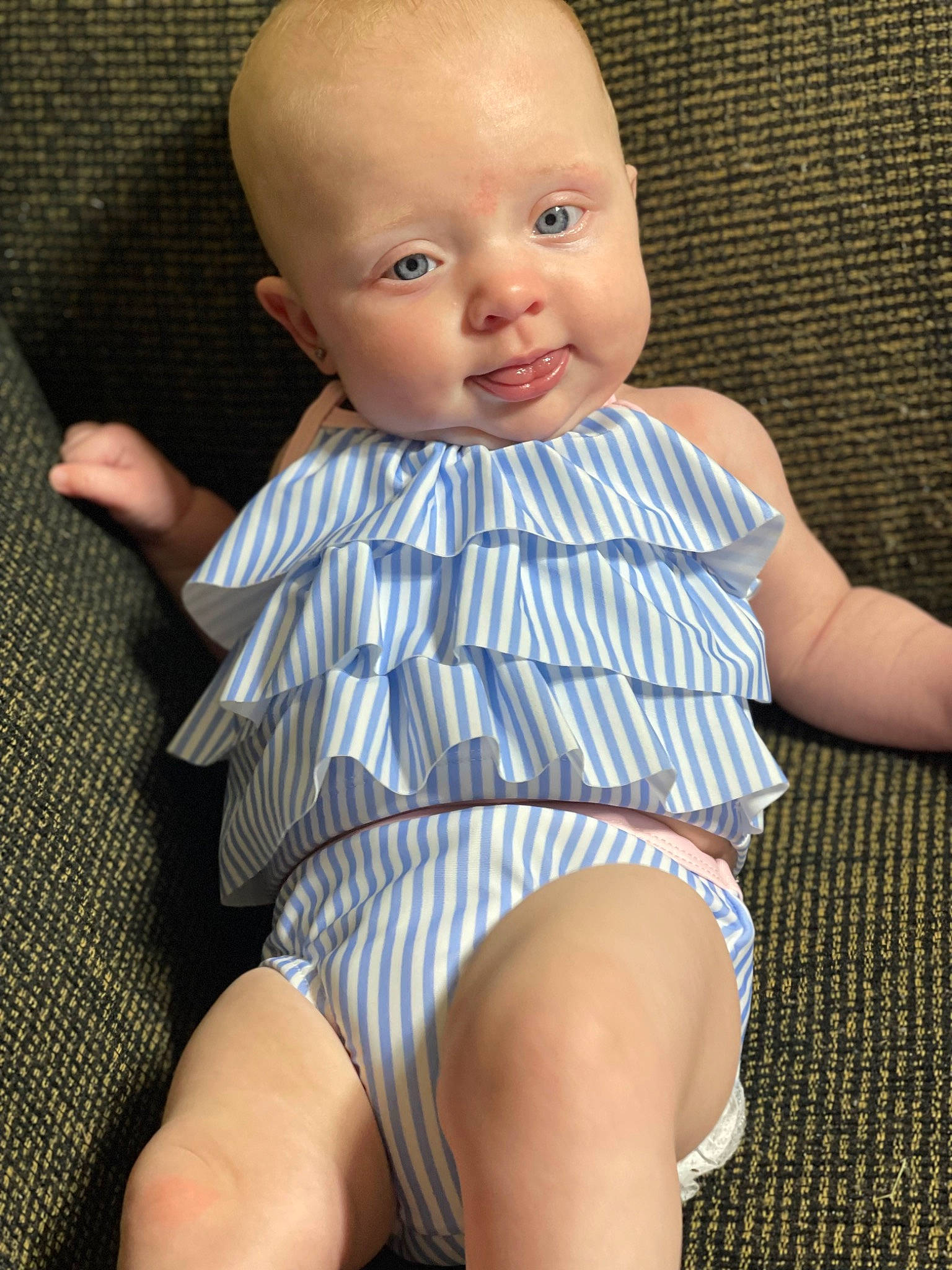 Aubrey joined the competition — help win amazing prizes! baby, baby_toddler_clothing, cheek, chest, chin, comfort, eye, finger, infant_bodysuit, iris, joint, knee, leg, neck, person, skin, sleeve, stomach, thigh, toddler