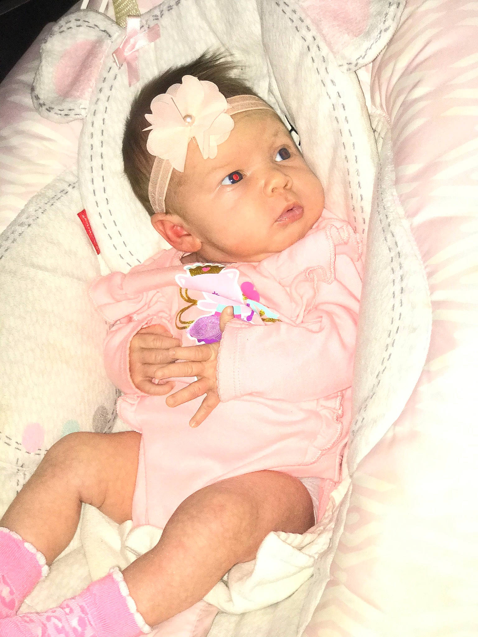 Kenleigh joined the competition — help win amazing prizes! baby, baby_products, baby_sleeping, cheek, child, hair_accessory, person, pink, product, skin, smile, toddler