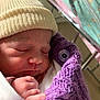 Giuliana a rejoint le concours — aidez-le/la à gagner de superbes lots ! newborn, baby, sleeping, hat, knitted_blanket, purple_blanket, hand, infant, closeup, soft_light, indoors, peaceful, tiny_fingers, face, wrapped, cozy, portrait, cute, warm, resting