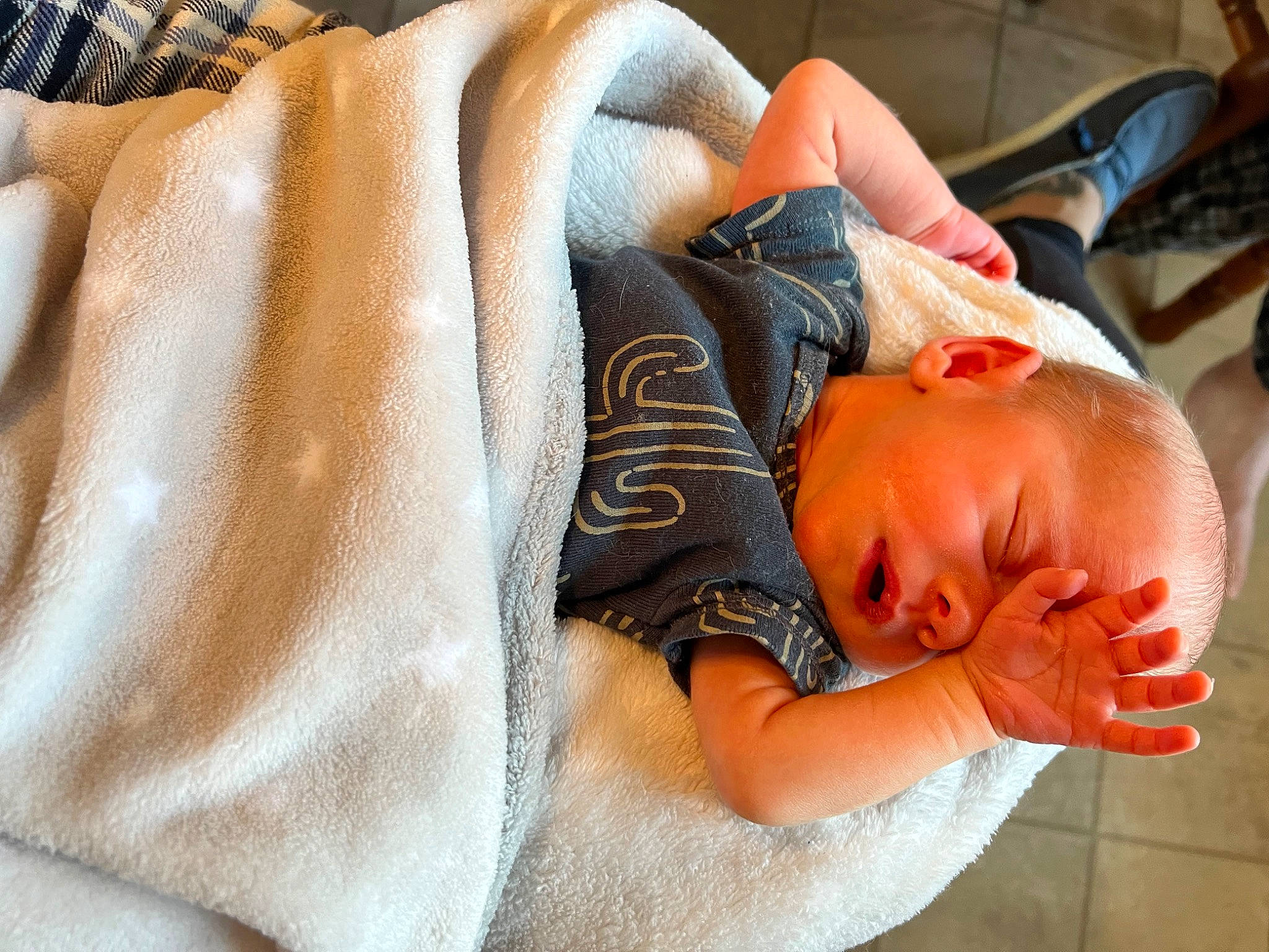 Damon joined the competition — help win amazing prizes! abdomen, baby, baby_sleeping, baby_toddler_clothing, bedding, bedtime, child, comfort, elbow, flooring, fur, human_leg, linens, nap, orange, person, room, sitting, sleep, toddler