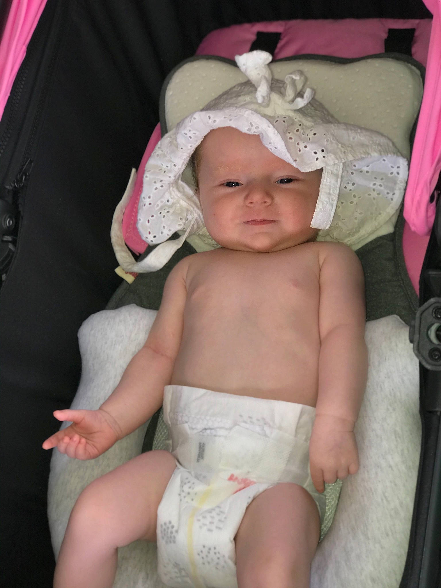 Serenity joined the competition — help win amazing prizes! baby, baby_products, child, eye, hair_accessory, headwear, iris, person, pink, product, sitting, skin, smile, toddler