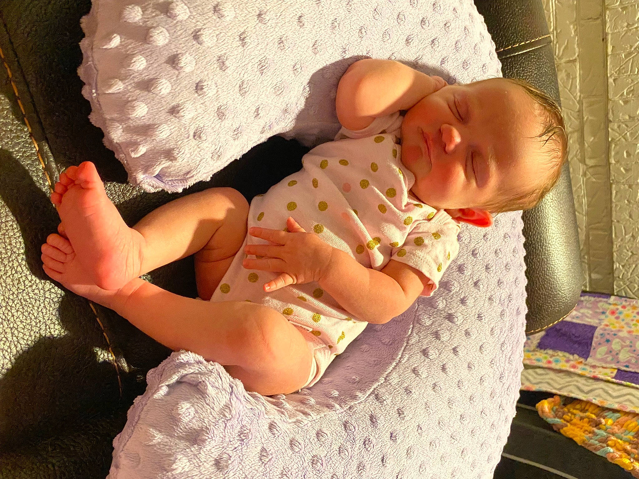 Hailey joined the competition — help win amazing prizes! abdomen, baby, baby_sleeping, baby_toddler_clothing, bedtime, child, comfort, elbow, finger, foot, happy, human_leg, lap, linens, pattern, person, room, sitting, skin, thigh