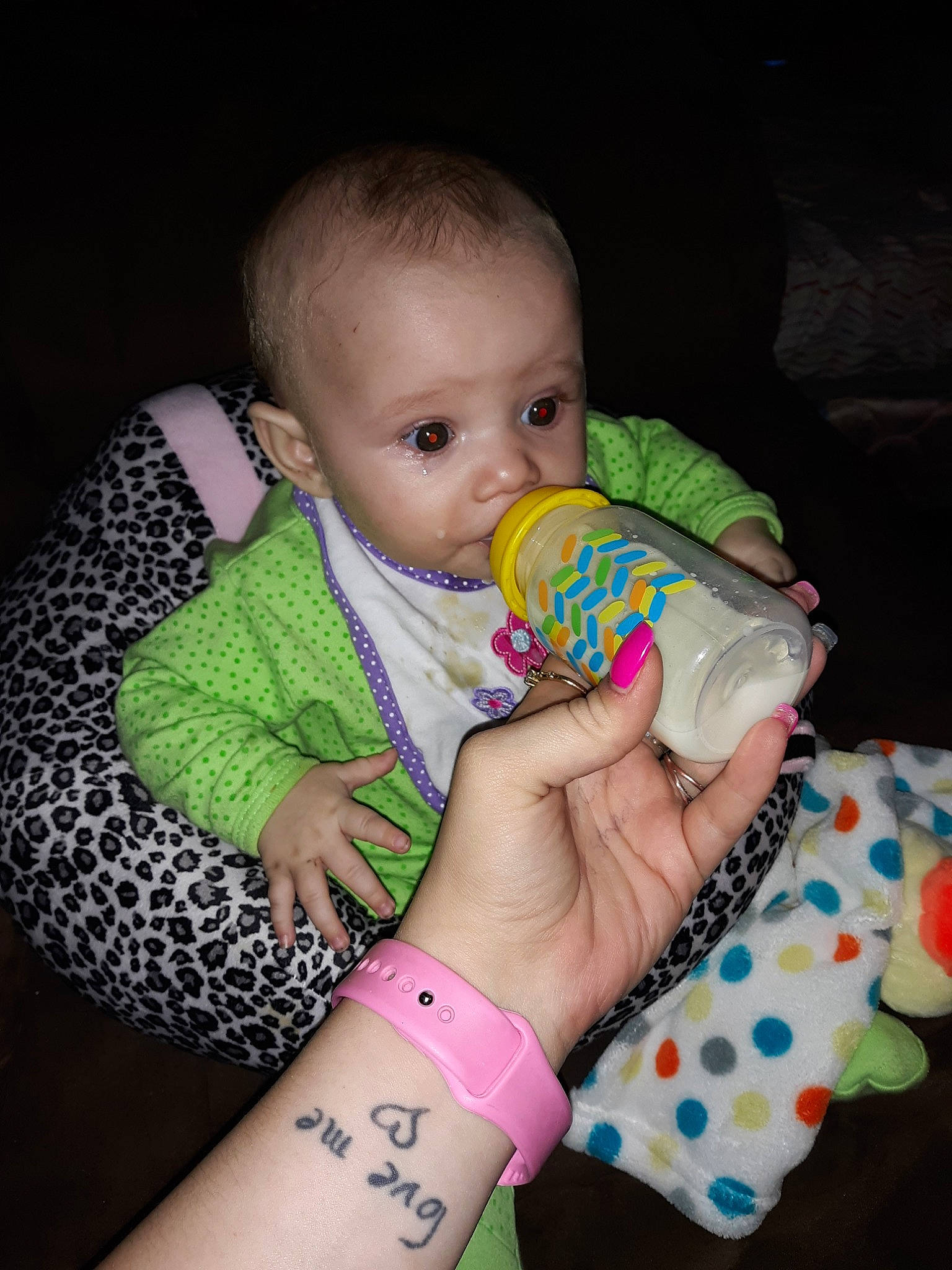 Karly is registered to the contest to win money with this photo: arm, baby, baby_products, baby_toddler_clothing, baby_toys, cheek, child, ear, finger, hand, joint, leg, nail, person, pink, play, product, skin, toddler