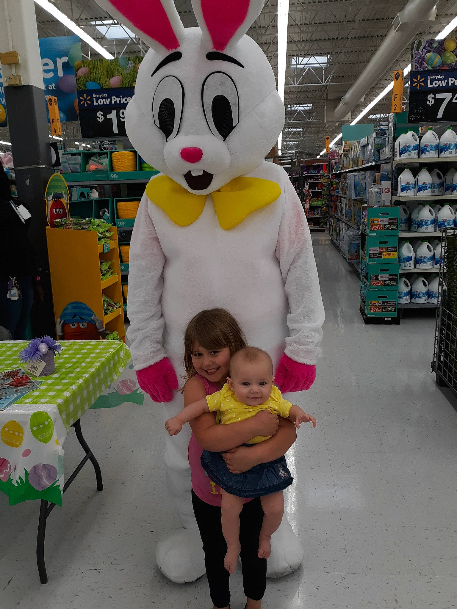 Karly joined the competition — help win amazing prizes! child, costume, easter_bunny, joy, mascot, person, supermarket