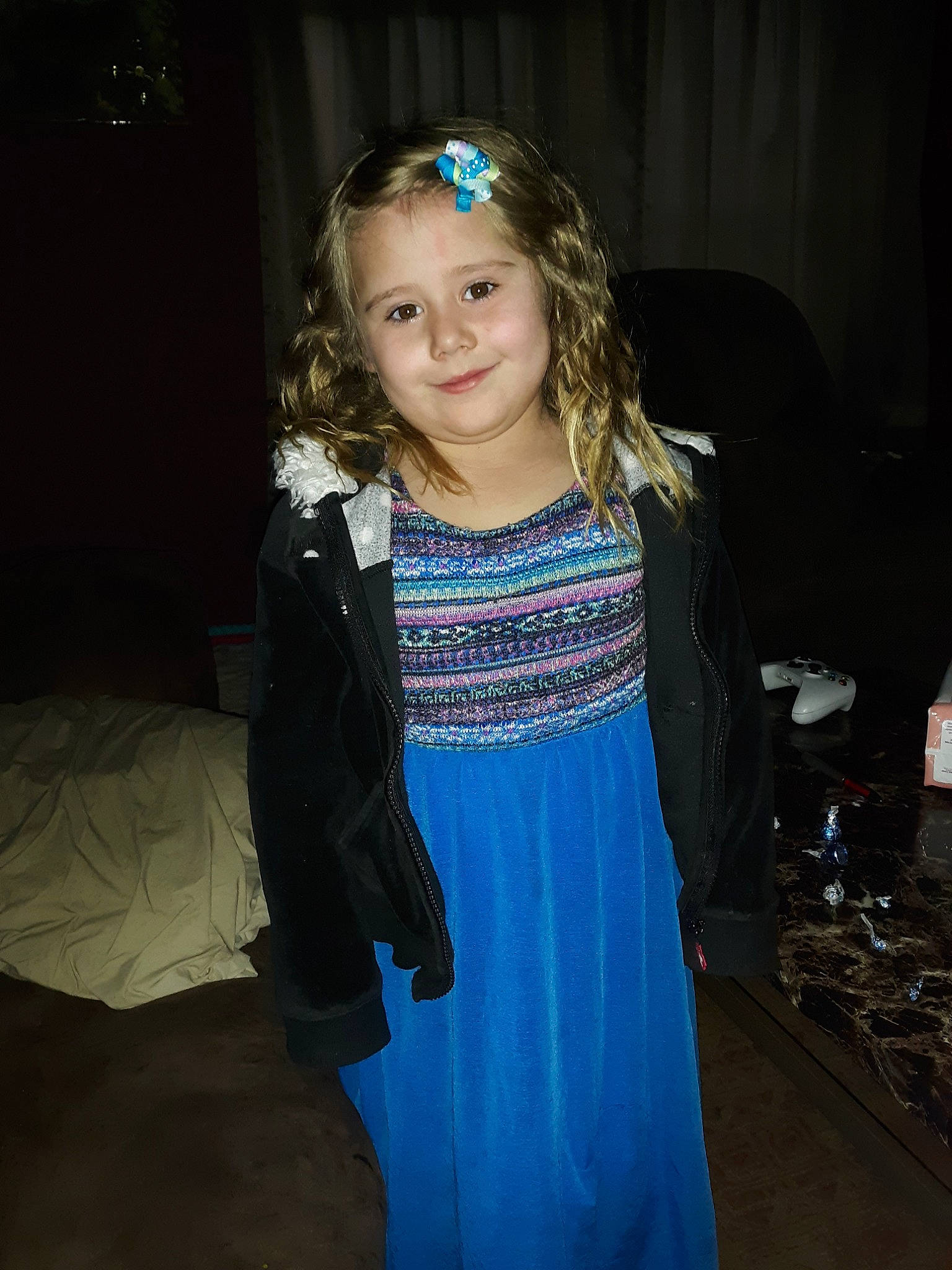 Kaylynn joined the competition — help win amazing prizes! child, child_model, clothing, costume, dress, electric_blue, fashion_design, formal_wear, hairstyle, iris, joy, long_hair, outerwear, person, smile