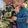 Major joined the competition — help win amazing prizes! children, siblings, toddler, preschooler, portrait, smiling, happy, hugging, outdoor, sunlight, blue_sky, camouflage, hoodie, cartoon, clothing, standing, playful, family, social_media_screenshot, smartphone_screen