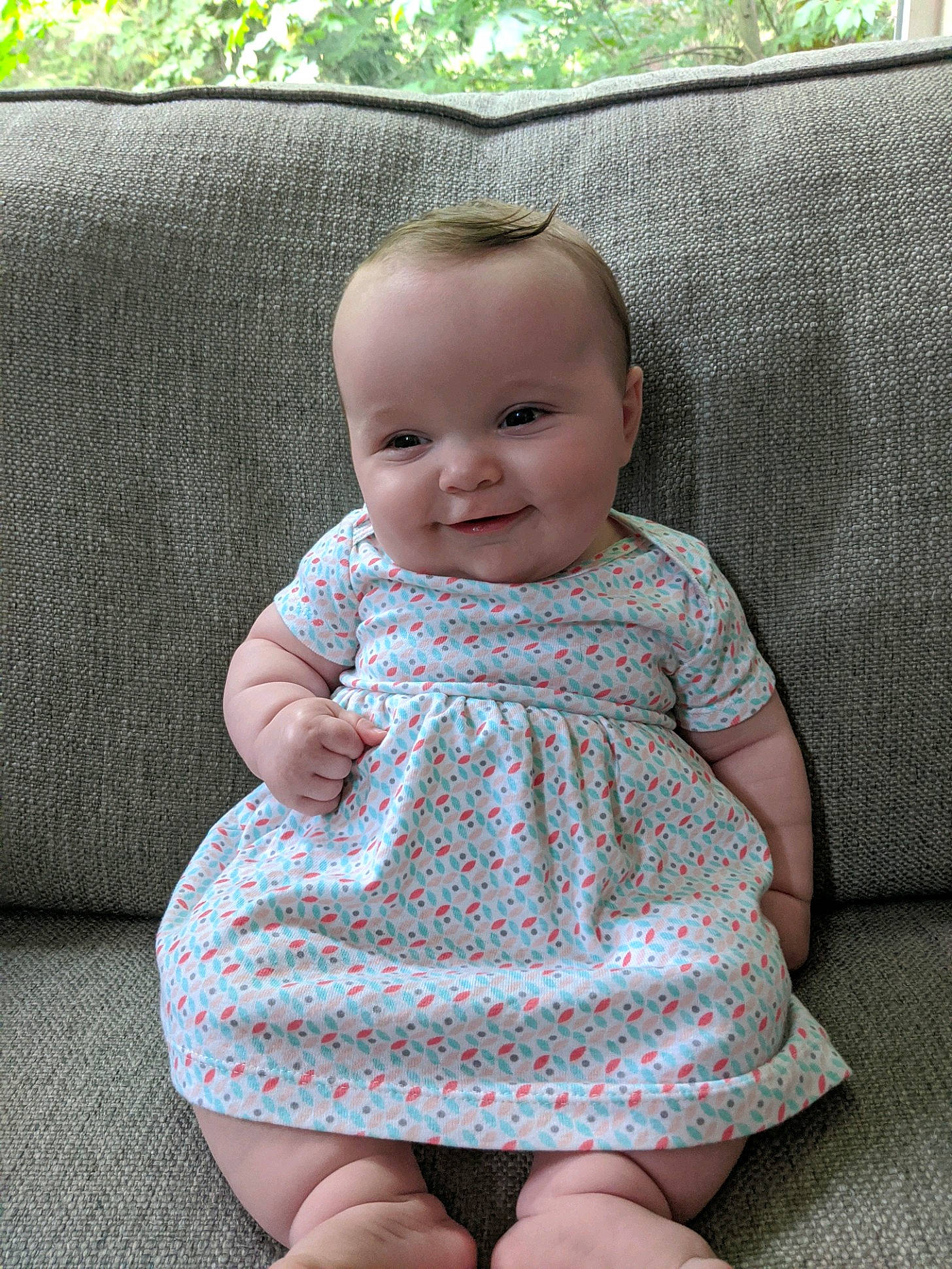 Brooklyn joined the competition — help win amazing prizes! baby, baby_toddler_clothing, beauty, cheek, child, design, dress, face, grass, green, head, joy, pattern, people, person, pink, product, sitting, skin, smile