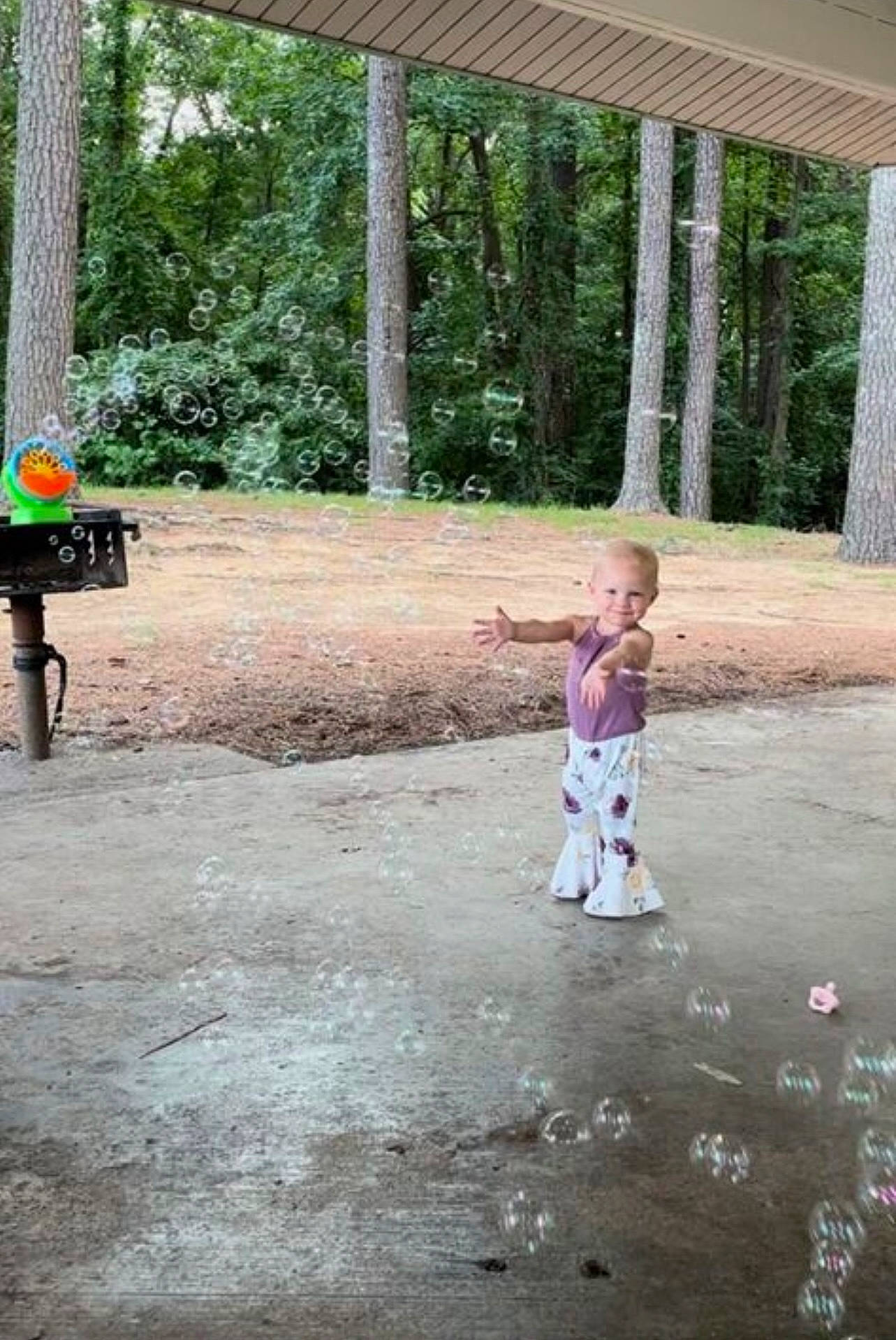 Raelynn joined the competition — help win amazing prizes! asphalt, child, concrete, driveway, forest, fun, garden, grass, joy, landscape, leisure, person, plant, recreation, road, road_surface, shade, sidewalk, soil, toddler