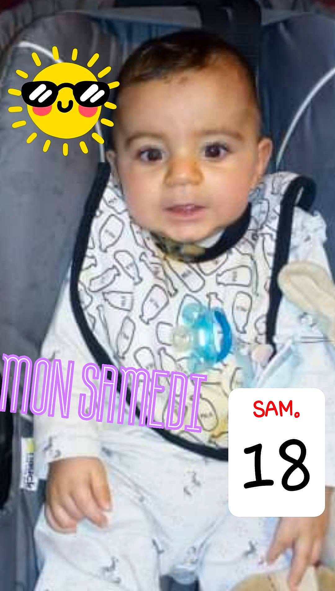 Baptiste a rejoint le concours — aidez-le/la à gagner de superbes lots ! baby, black_hair, cheek, child, child_model, cool, forehead, nose, person, photo_caption, product, smile, toddler