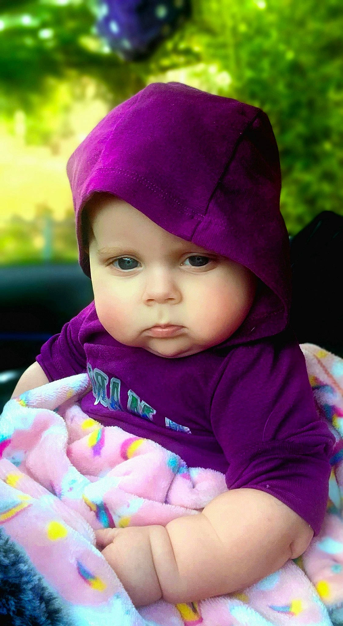 Amariah is registered to the contest to win money with this photo: baby, baby_toddler_clothing, cap, cheek, child, grass, happy, headgear, headwear, knit_cap, lip, magenta, outerwear, people_in_nature, person, pink, purple, recreation, skin, toddler
