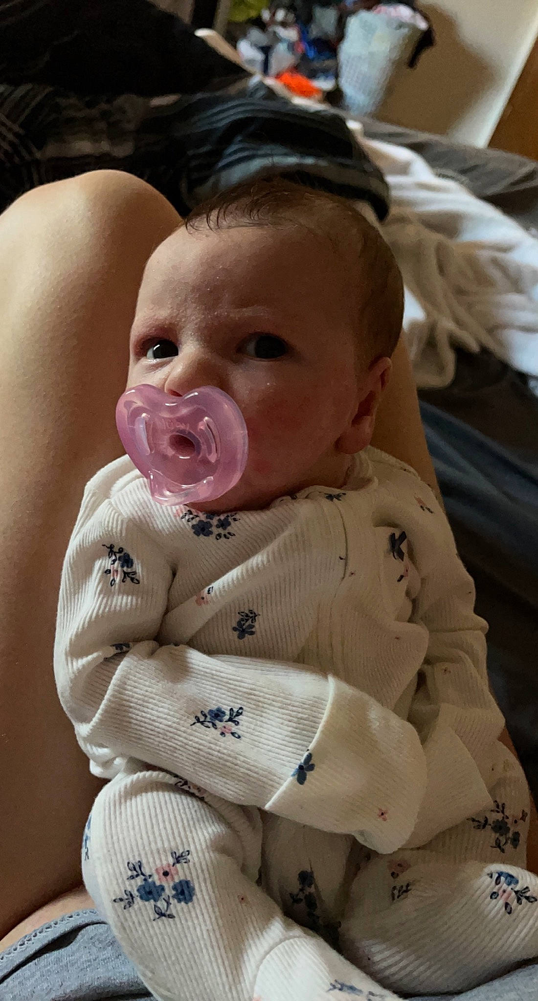 Sadie is registered to the contest to win money with this photo: baby, baby_products, baby_toddler_clothing, bib, cheek, child, chin, eyelash, fun, gesture, happy, human_body, iris, lip, mouth, nose, person, pink, skin, sleeve