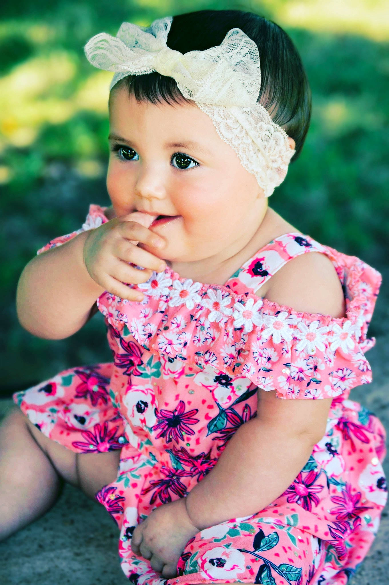 Oaklei is registered to the contest to win money with this photo: baby, baby_products, baby_toddler_clothing, beauty, cheek, child, child_model, clothing, design, dress, hair_accessory, headgear, headwear, lip, pattern, person, pink, skin, smile, textile