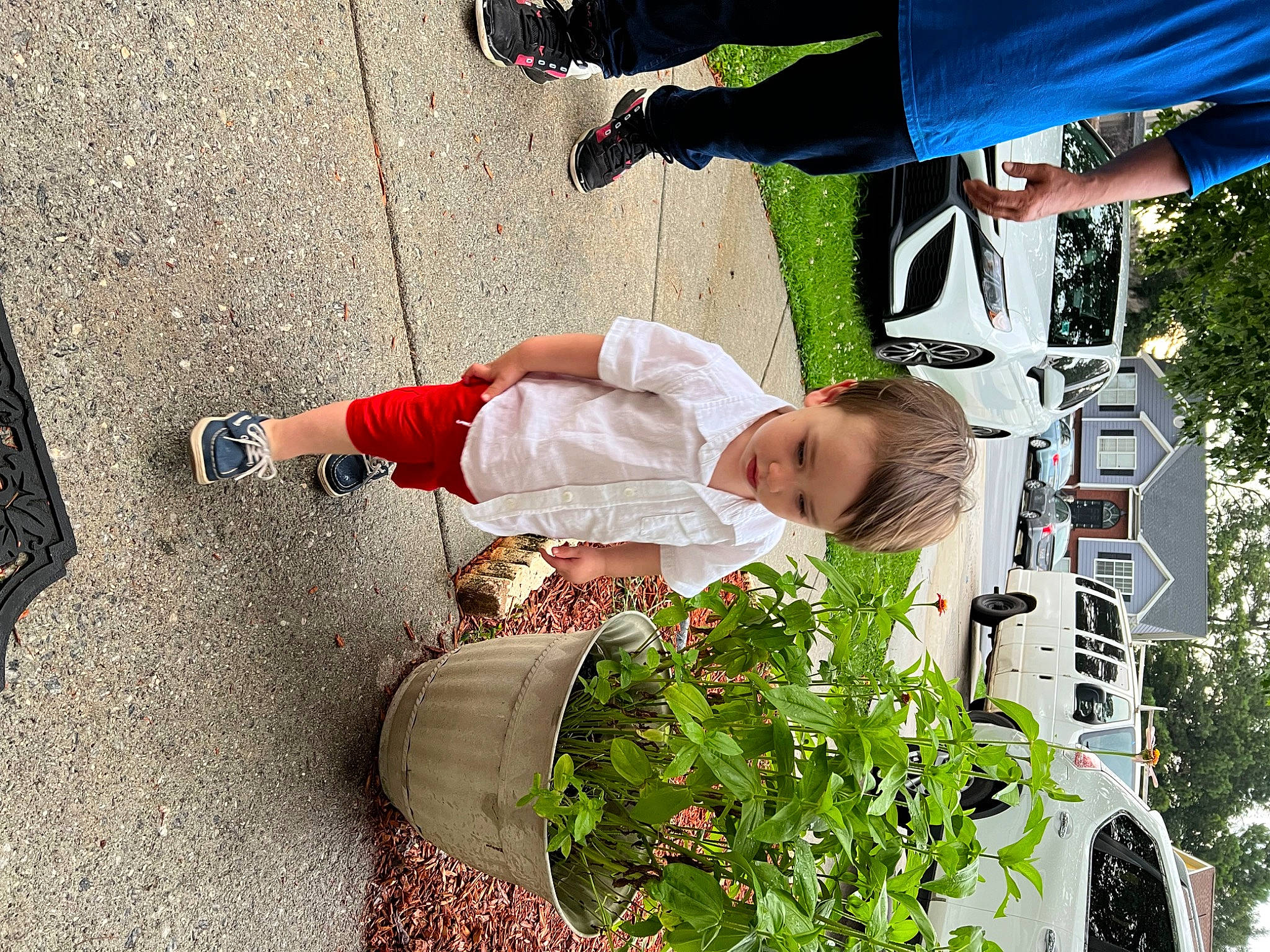 Noah is registered to the contest to win money with this photo: baby, car, child, flower, fun, grass, happy, human_leg, leisure, motor_vehicle, people_in_nature, person, plant, recreation, shadow, sitting, smile, sunglasses, toddler, tree