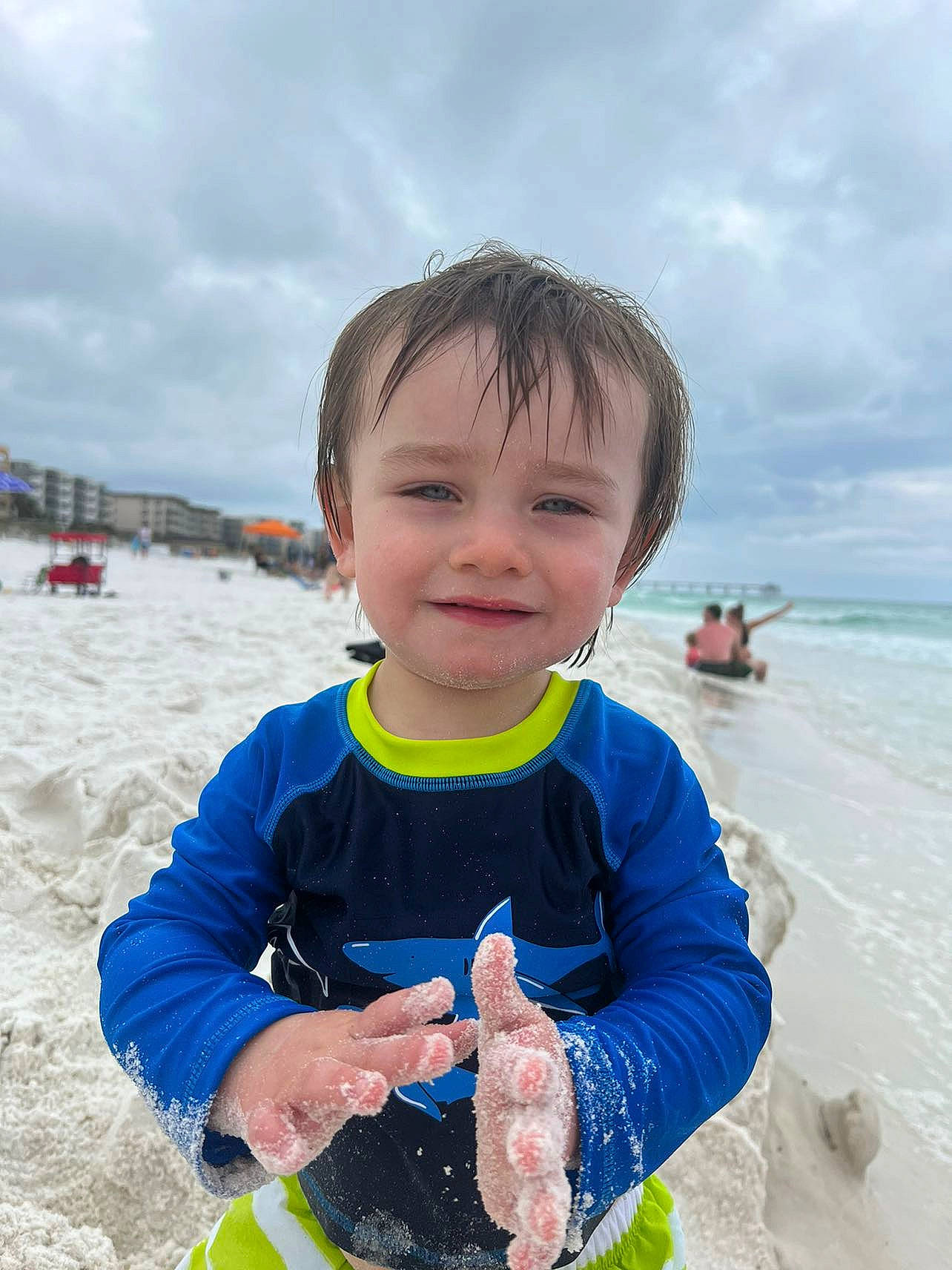 Noah joined the competition — help win amazing prizes! beach, child, cloud, coast, fun, happy, joy, leisure, ocean, person, plastic_bottle, recreation, sand, sky, sleeve, smile, soil, toddler, tourism, travel